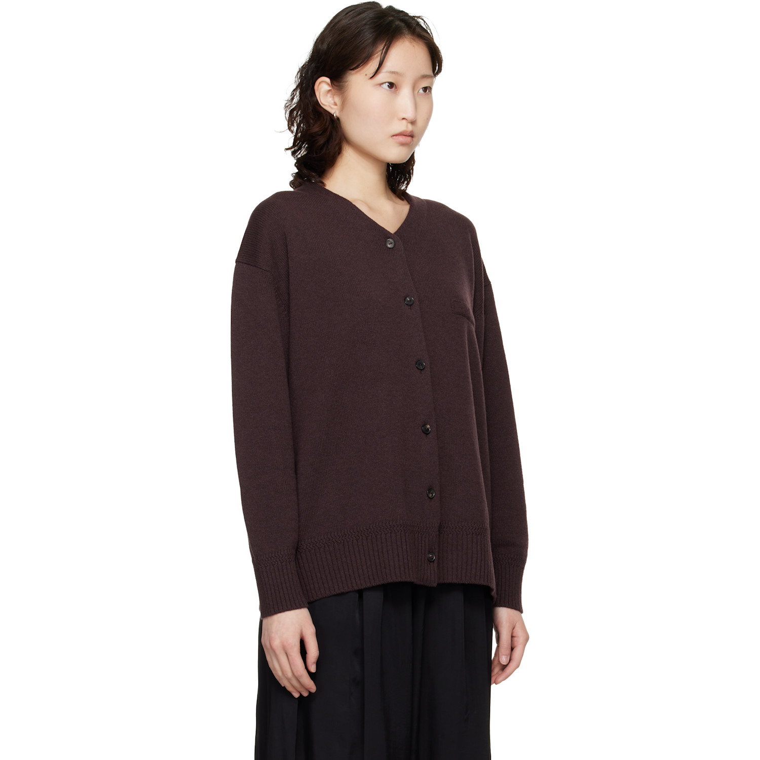  Cordera Burgundy Merino Wool Cardigan 