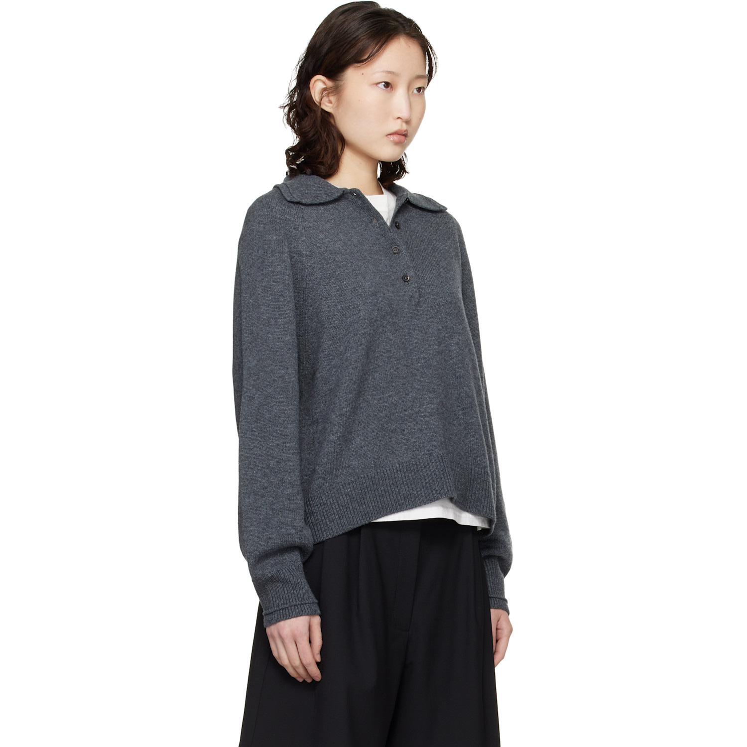  Cordera Gray Merino Wool Polo 