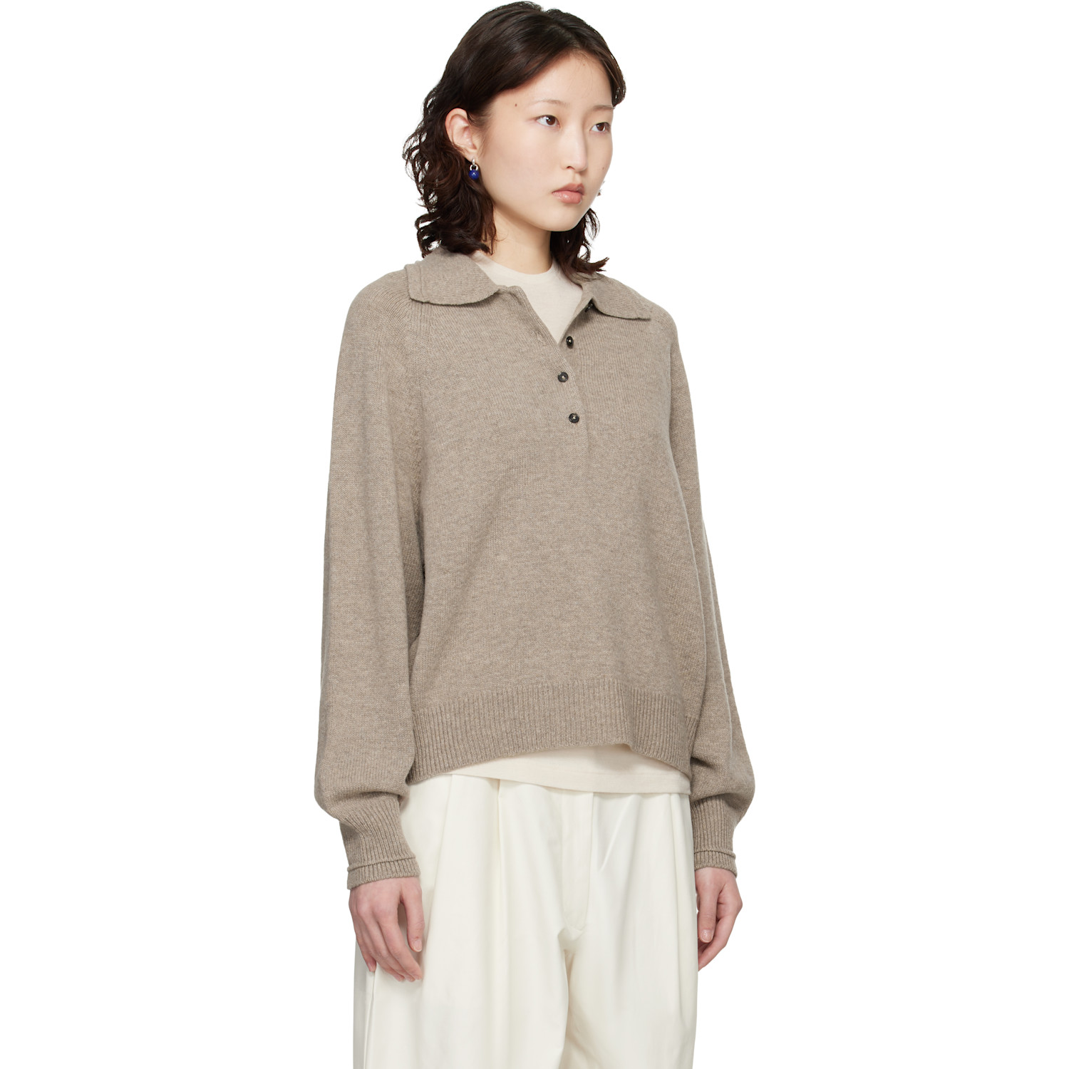  Cordera Taupe Merino Wool Polo 