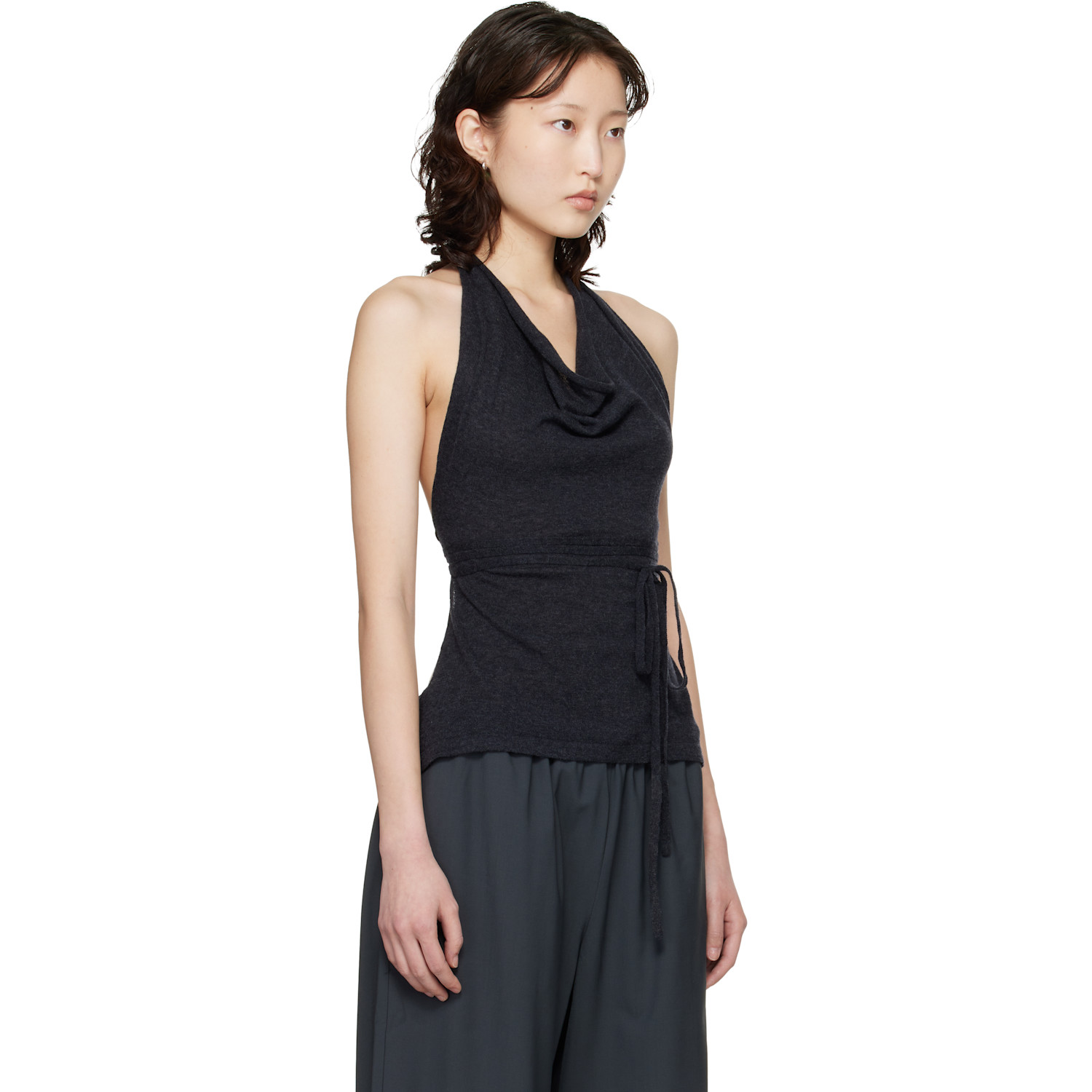  Cordera Gray Merino Wool Tie Top 