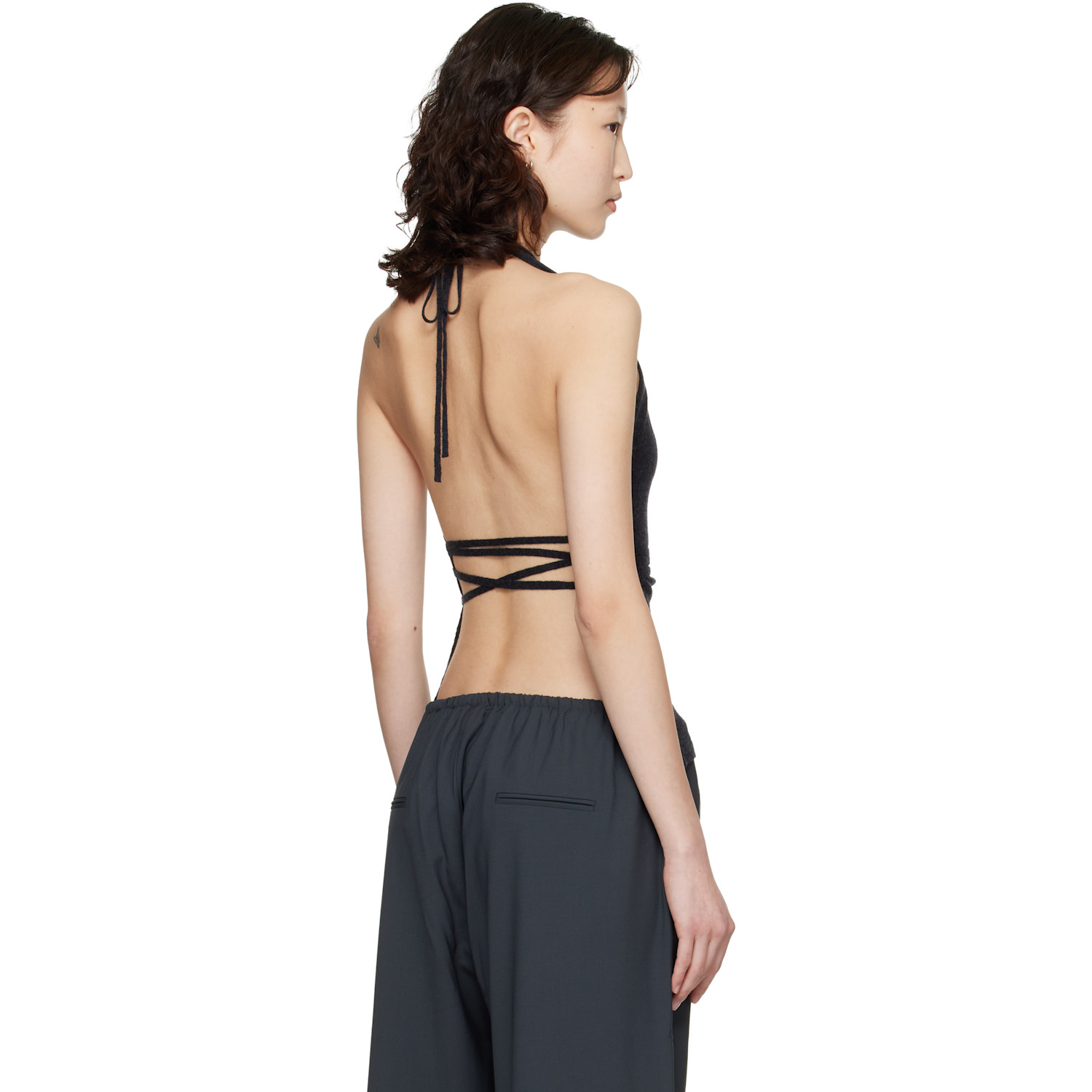  Cordera Gray Merino Wool Tie Top 