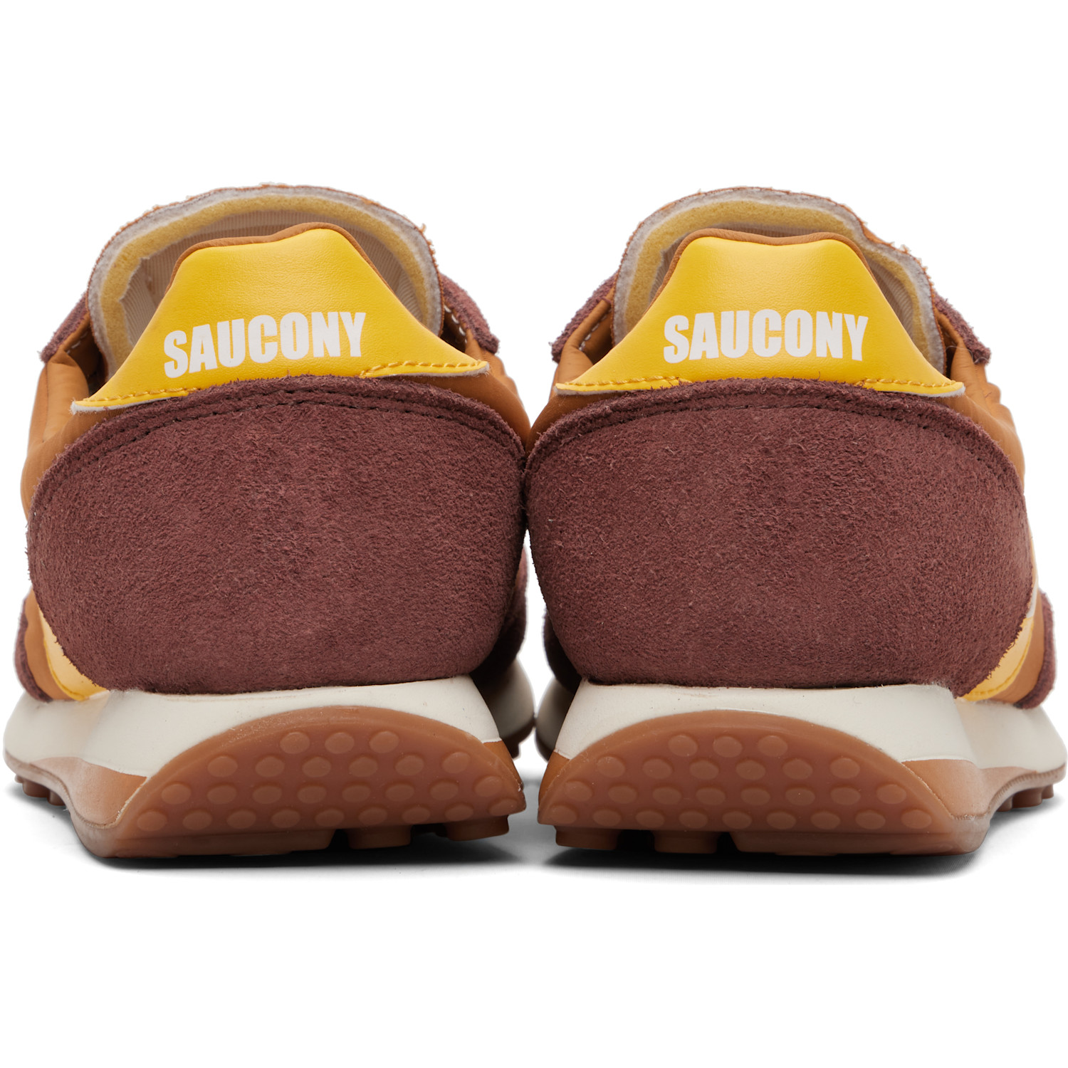  Saucony Tan & Burgundy Trainer 80 Sneakers 