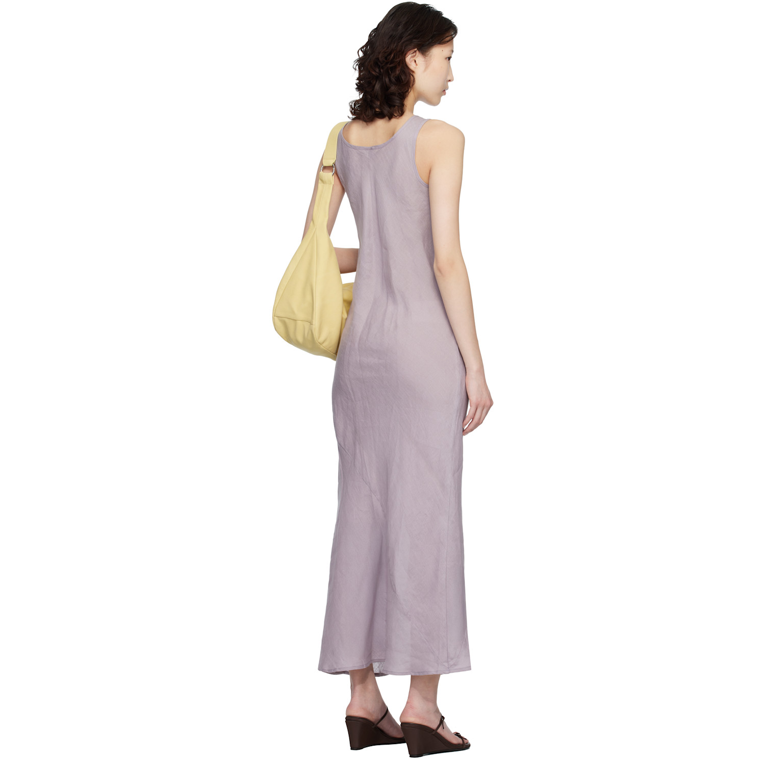  Baserange Purple Fine Linen Larva Midi Dress 