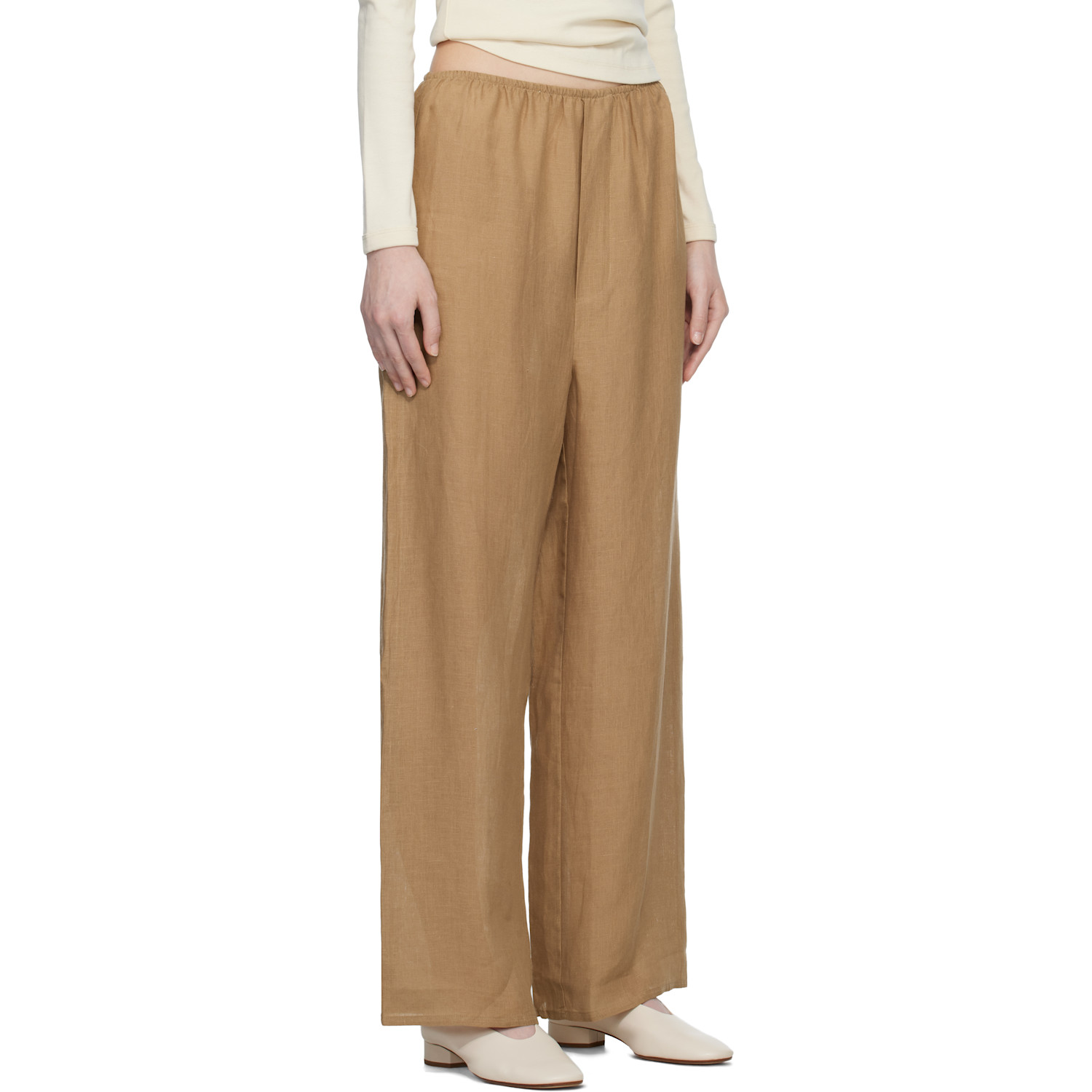  Baserange Tan Fine Linen Stoa Lounge Pants 