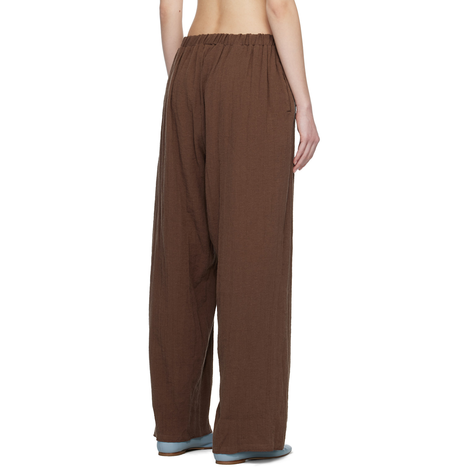  Baserange Brown Crinkle Linen Folio Lounge Pants 