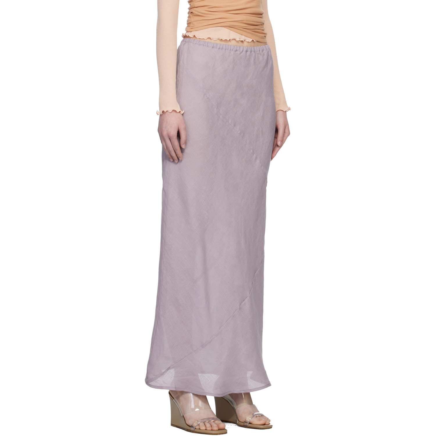  Baserange Purple Fine Linen Larva Maxi Skirt 