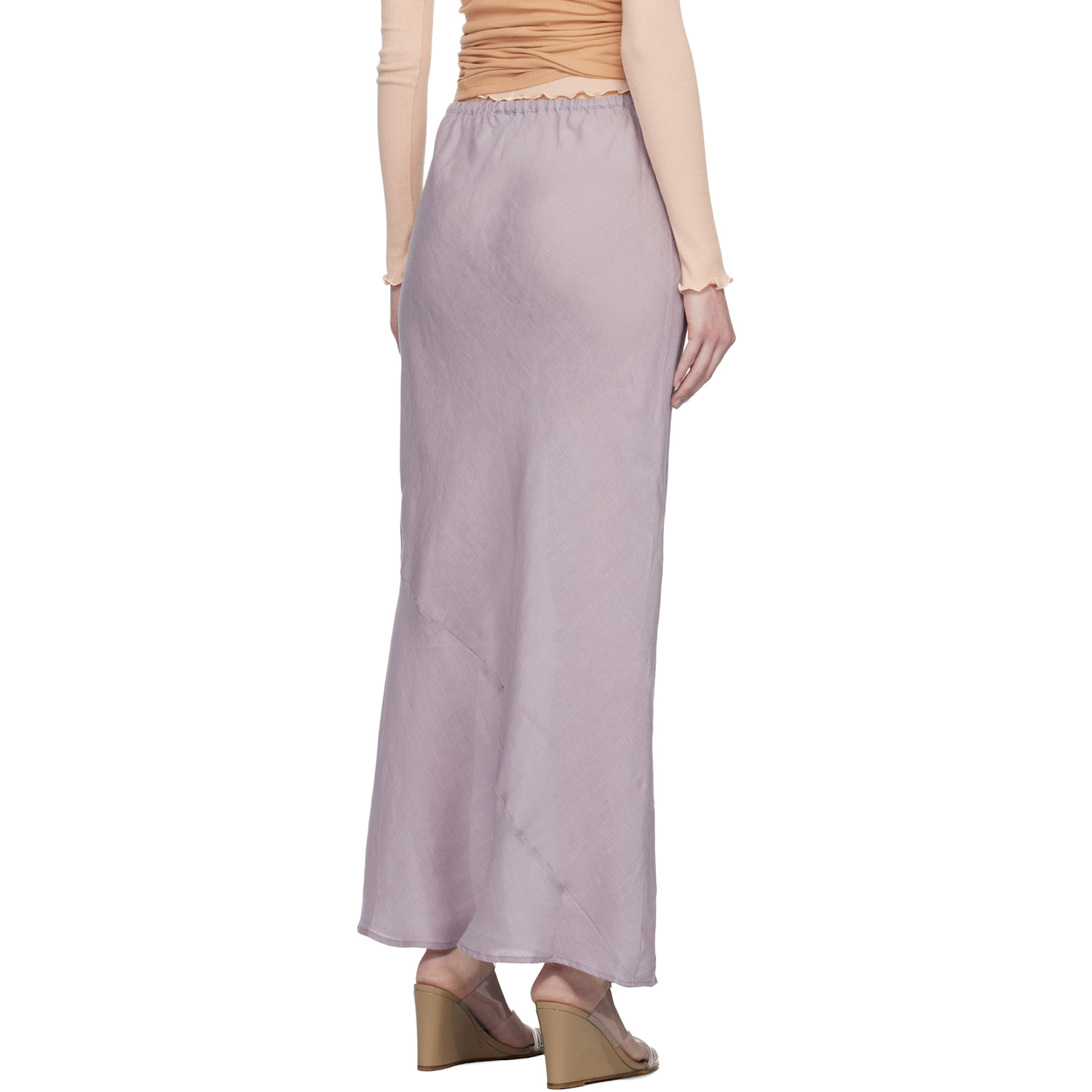  Baserange Purple Fine Linen Larva Maxi Skirt 