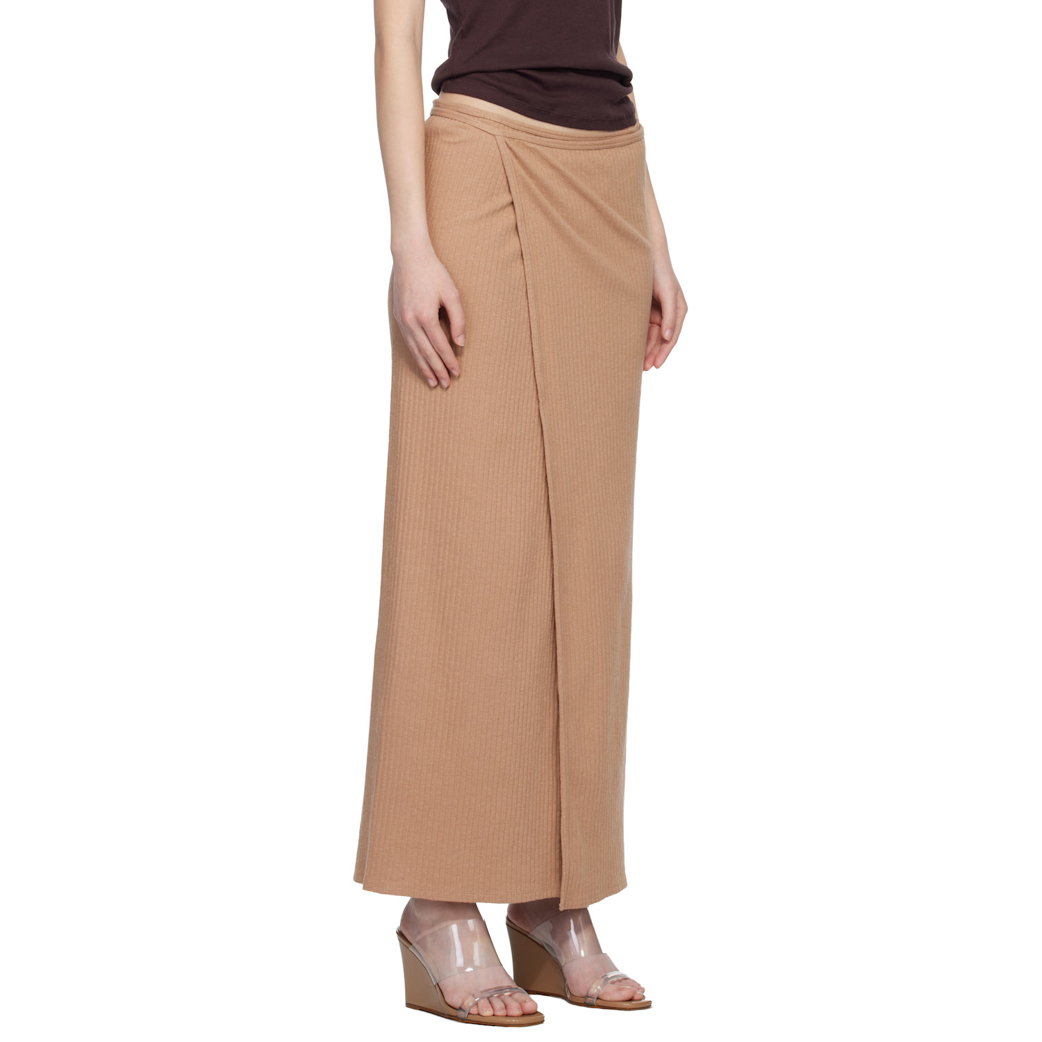  Baserange Tan Organic Cotton Fleece Brig Maxi Skirt 