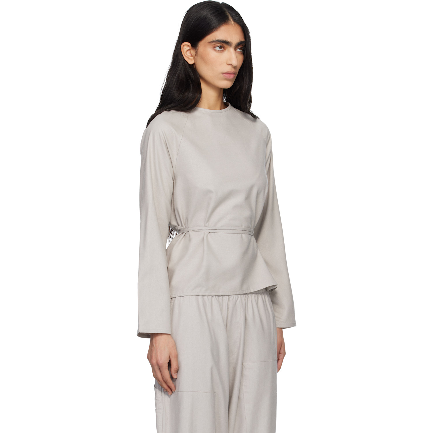  Baserange Taupe Long Sleeve Apron Top 