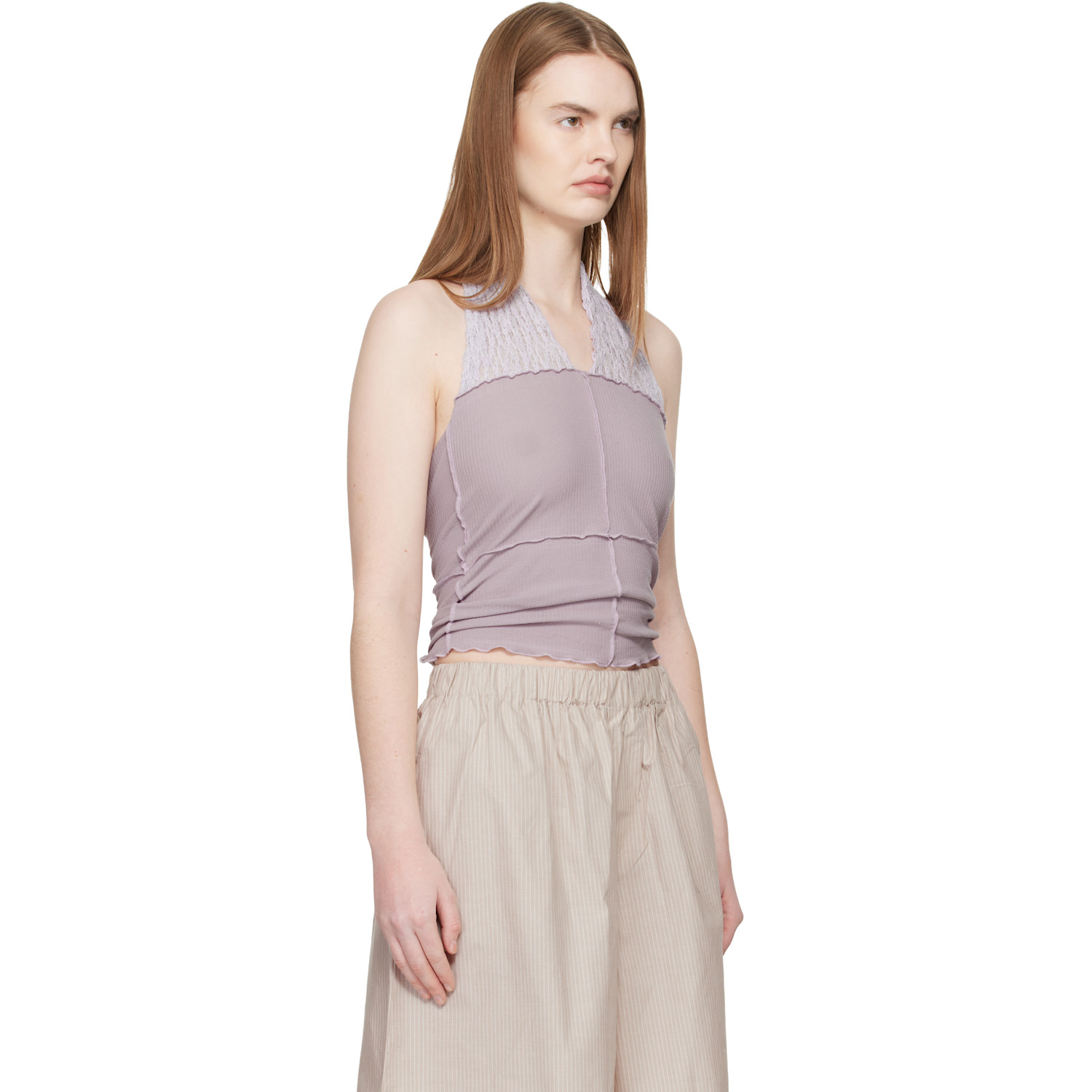  Baserange Purple Nehru Halter Top 