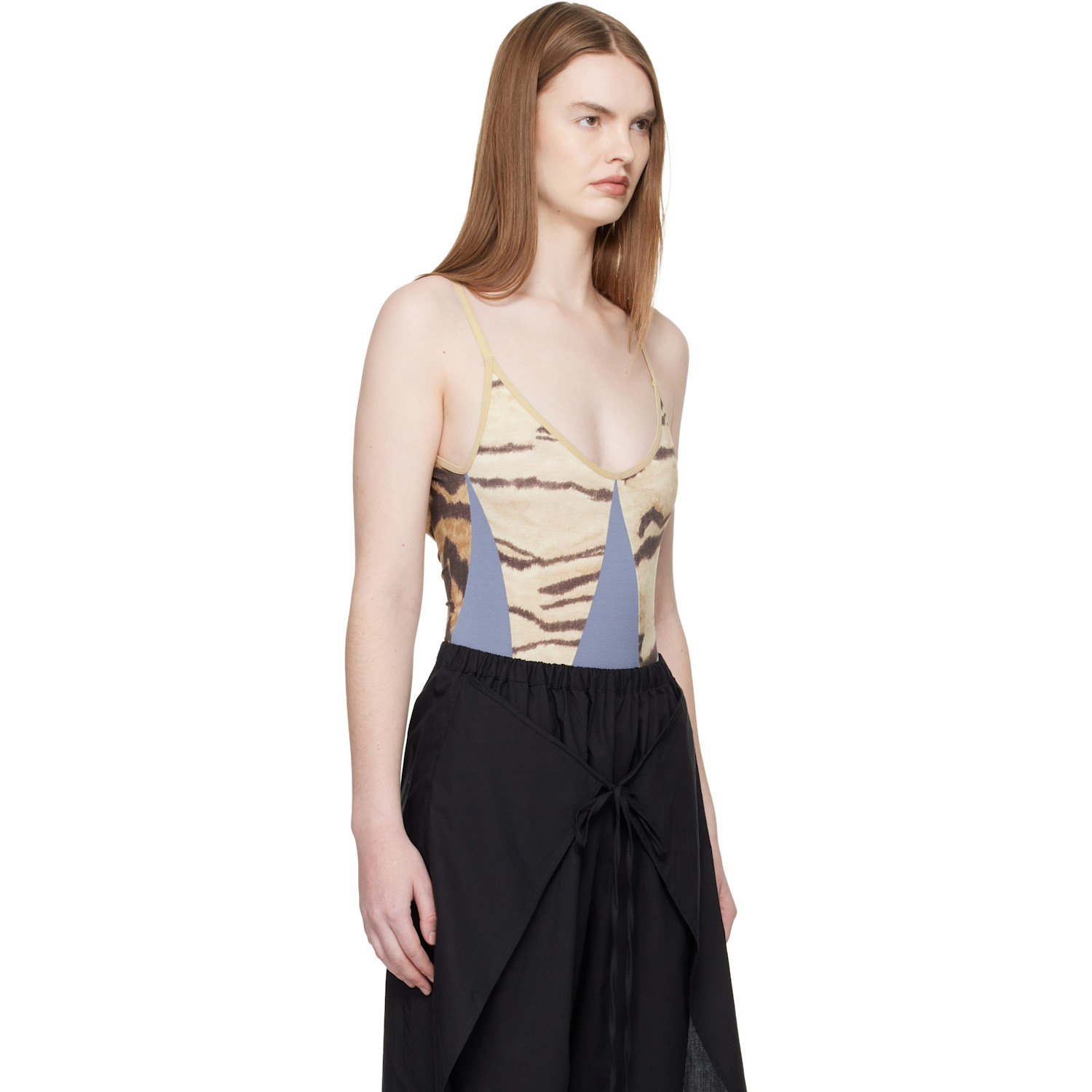  Baserange Blue & Beige Net Bodysuit 