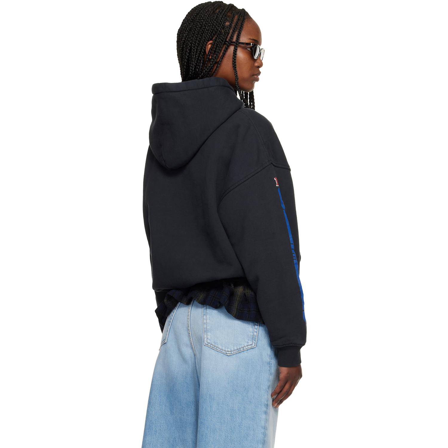  Rhude Black Split Petrol Logo Hoodie 