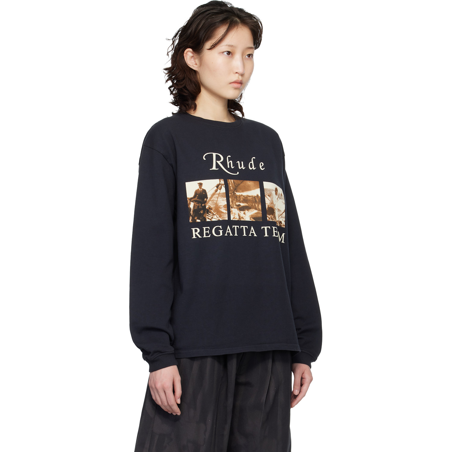  Rhude Black Usvi Regatta Tour Ls T-shirt 