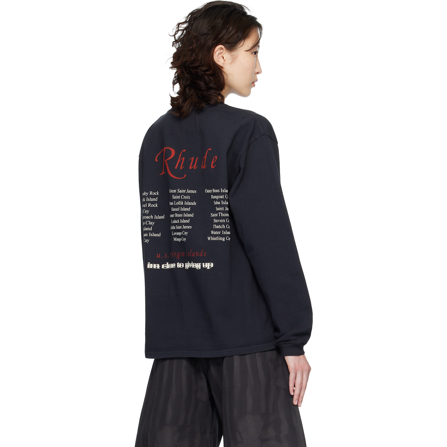  Rhude Black Usvi Regatta Tour Ls T-shirt 