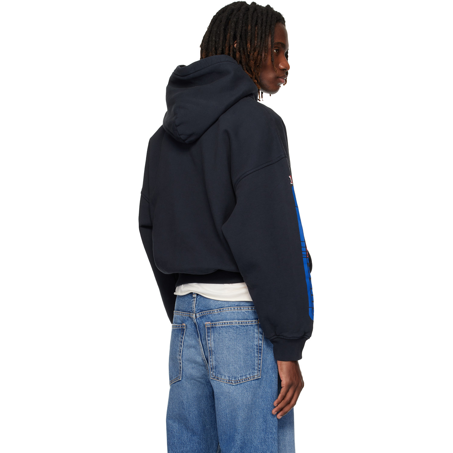  Rhude Black Split Petrol Logo Hoodie 