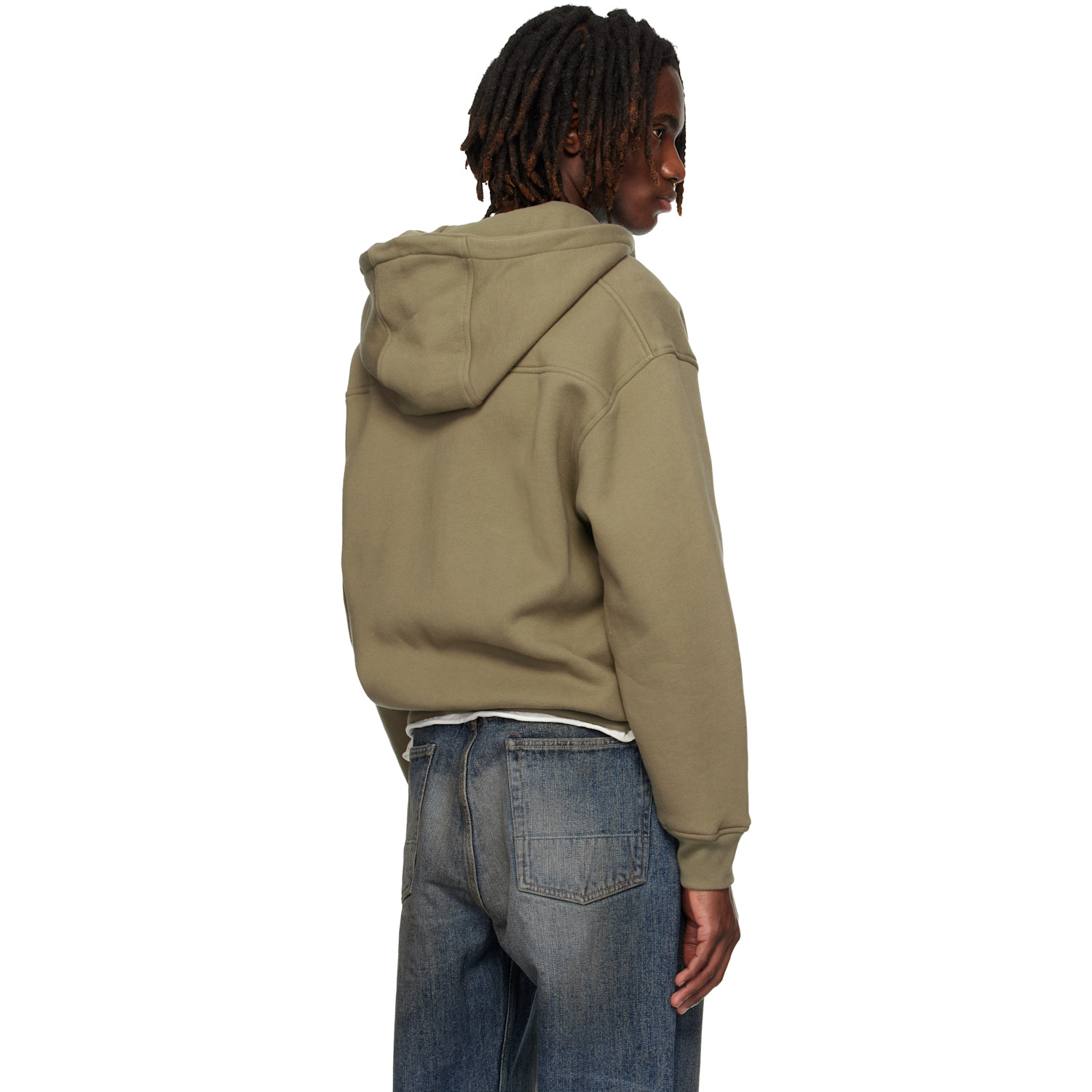  Rhude Khaki Classique Zip Up Hoodie 
