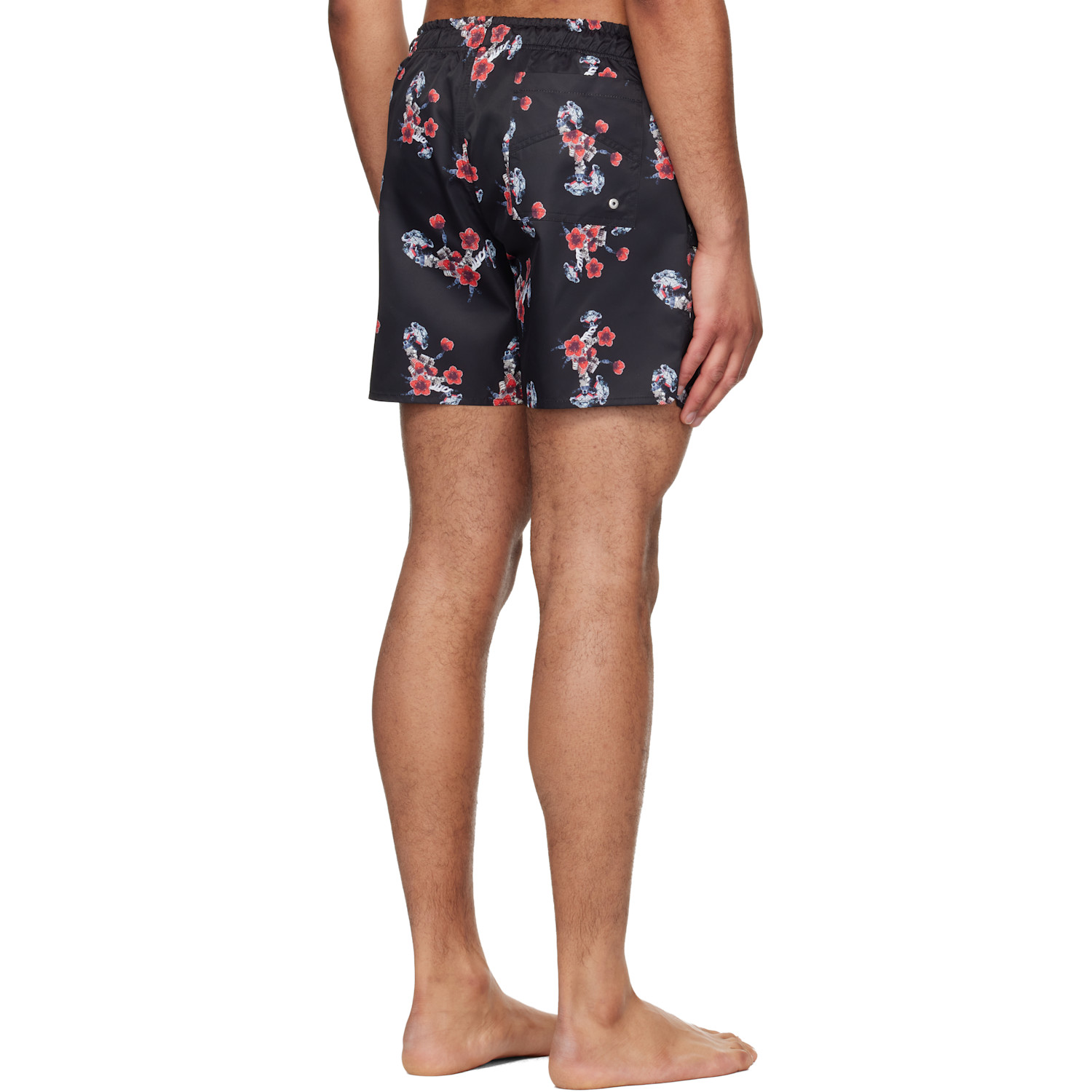  Rhude Black & Red Turbo Floral Swim Shorts 