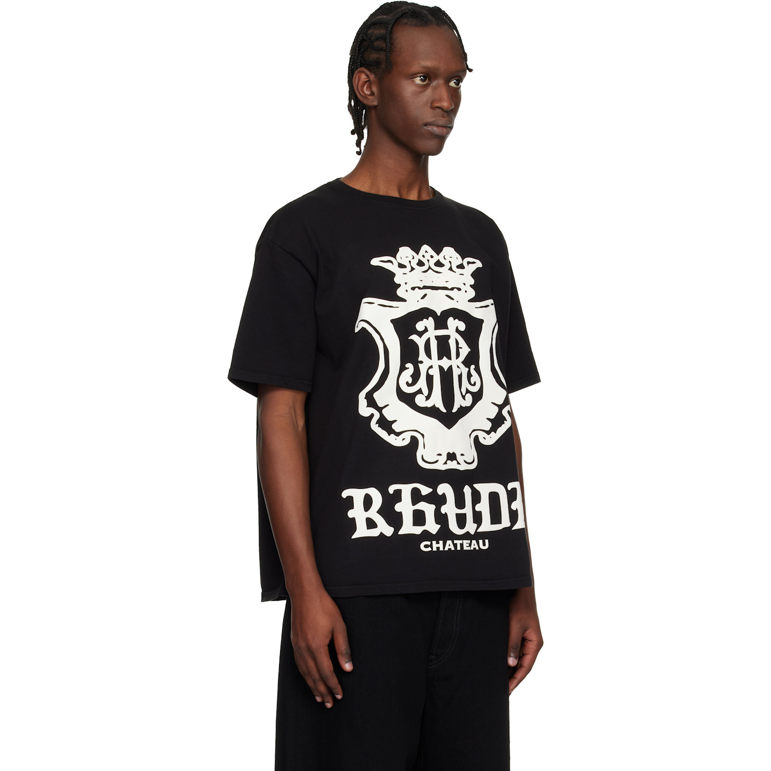  Rhude Black Oversized Chateau Crest T-shirt 