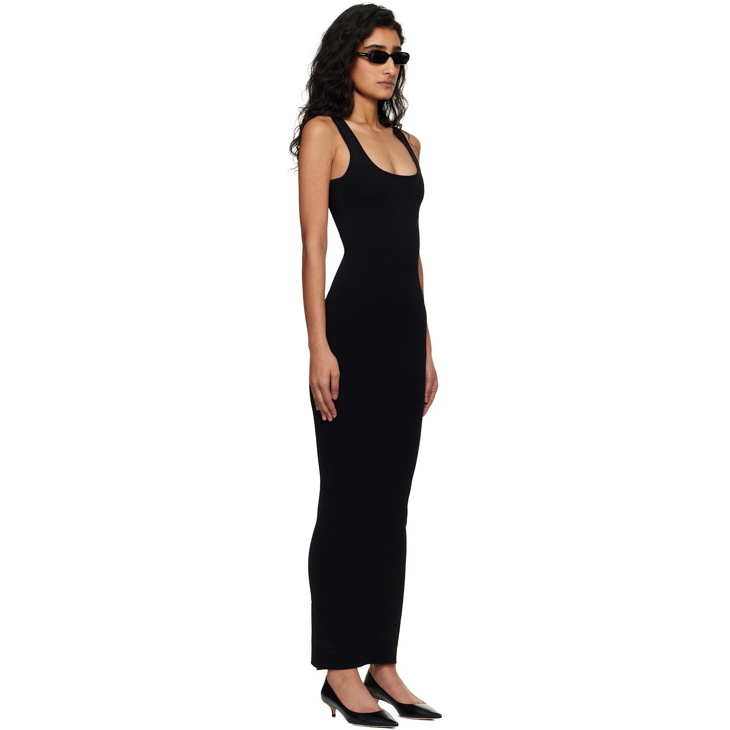  Entire Studios Black Square Neck Midi Dress 