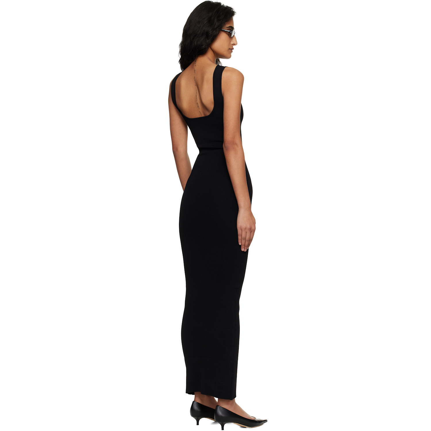  Entire Studios Black Square Neck Midi Dress 