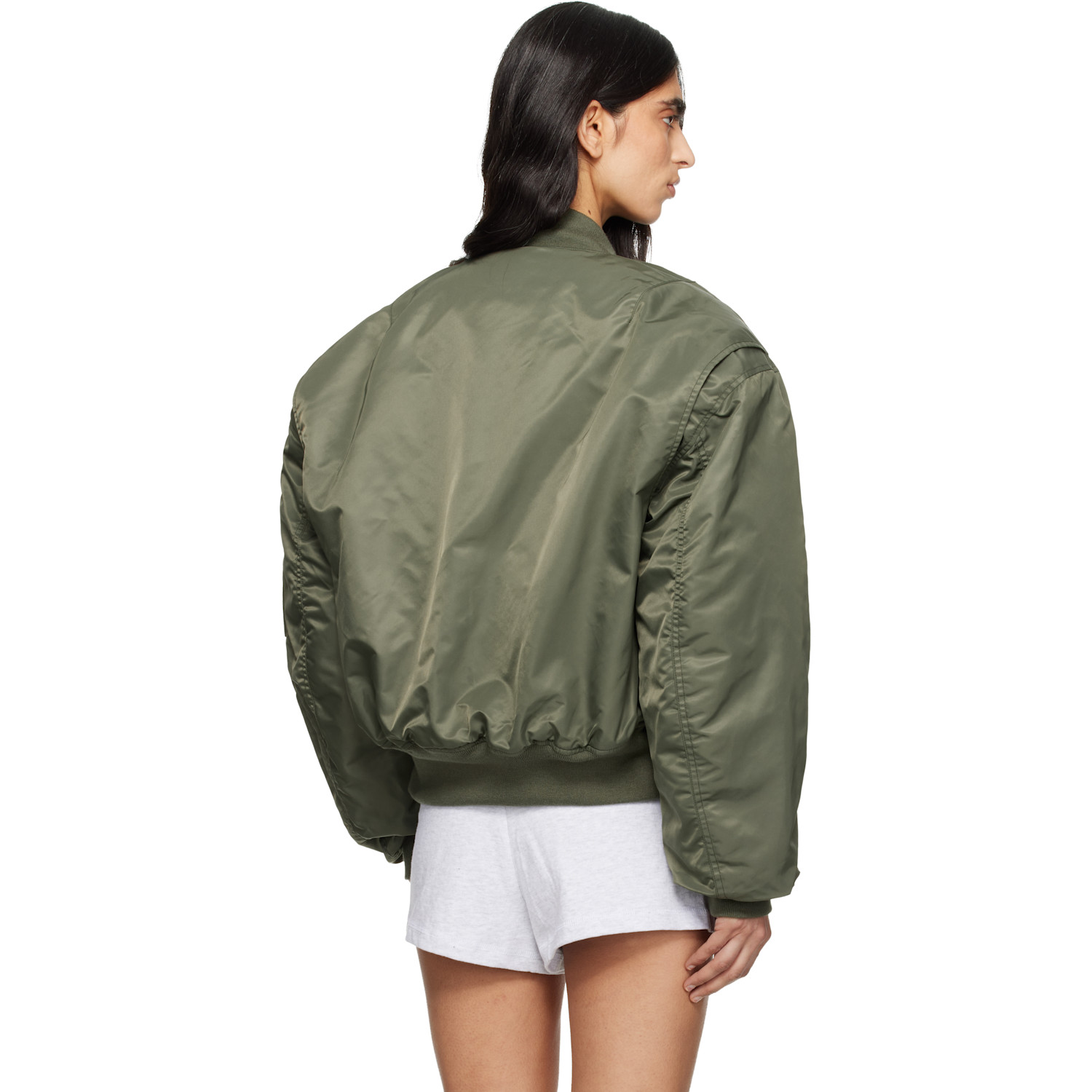  Entire Studios Khaki Cropped Broad Bomber Jacket 