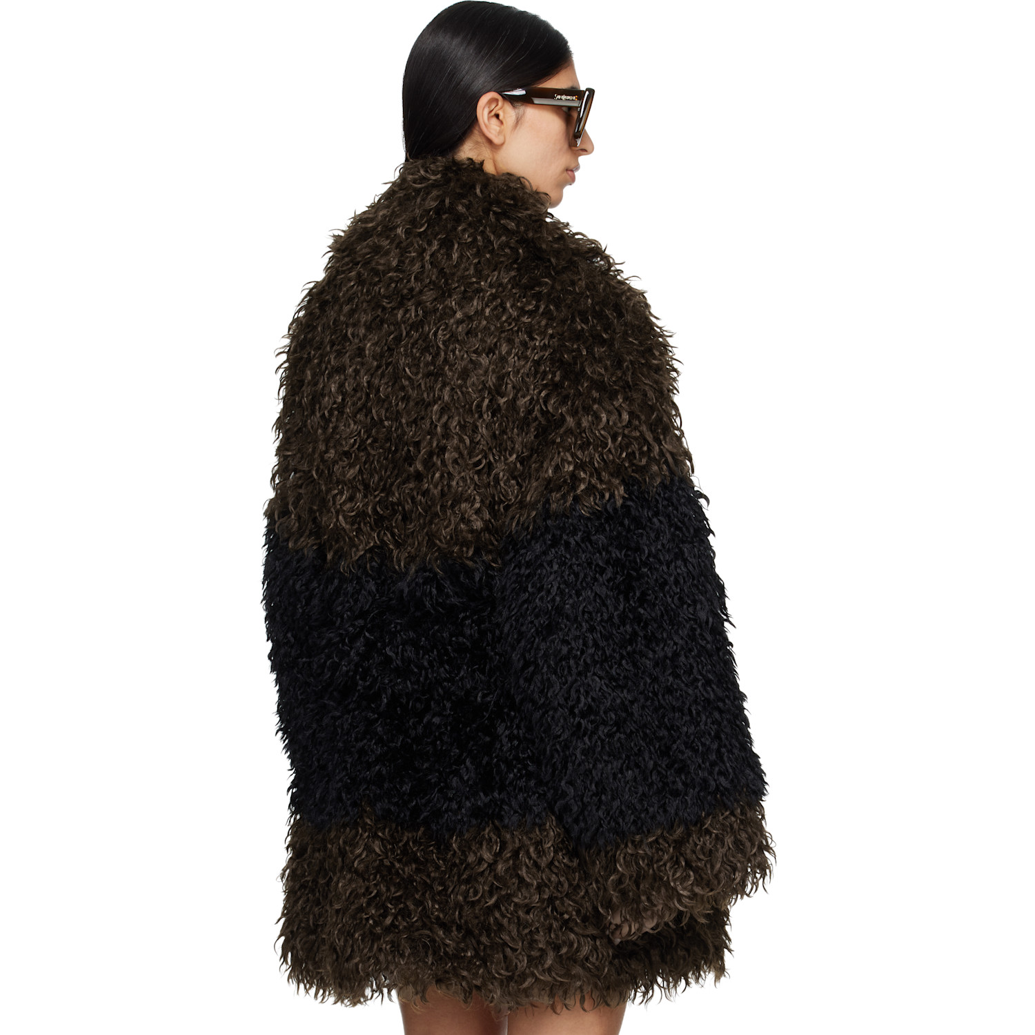  Entire Studios Brown & Black Juno Faux-fur Coat 