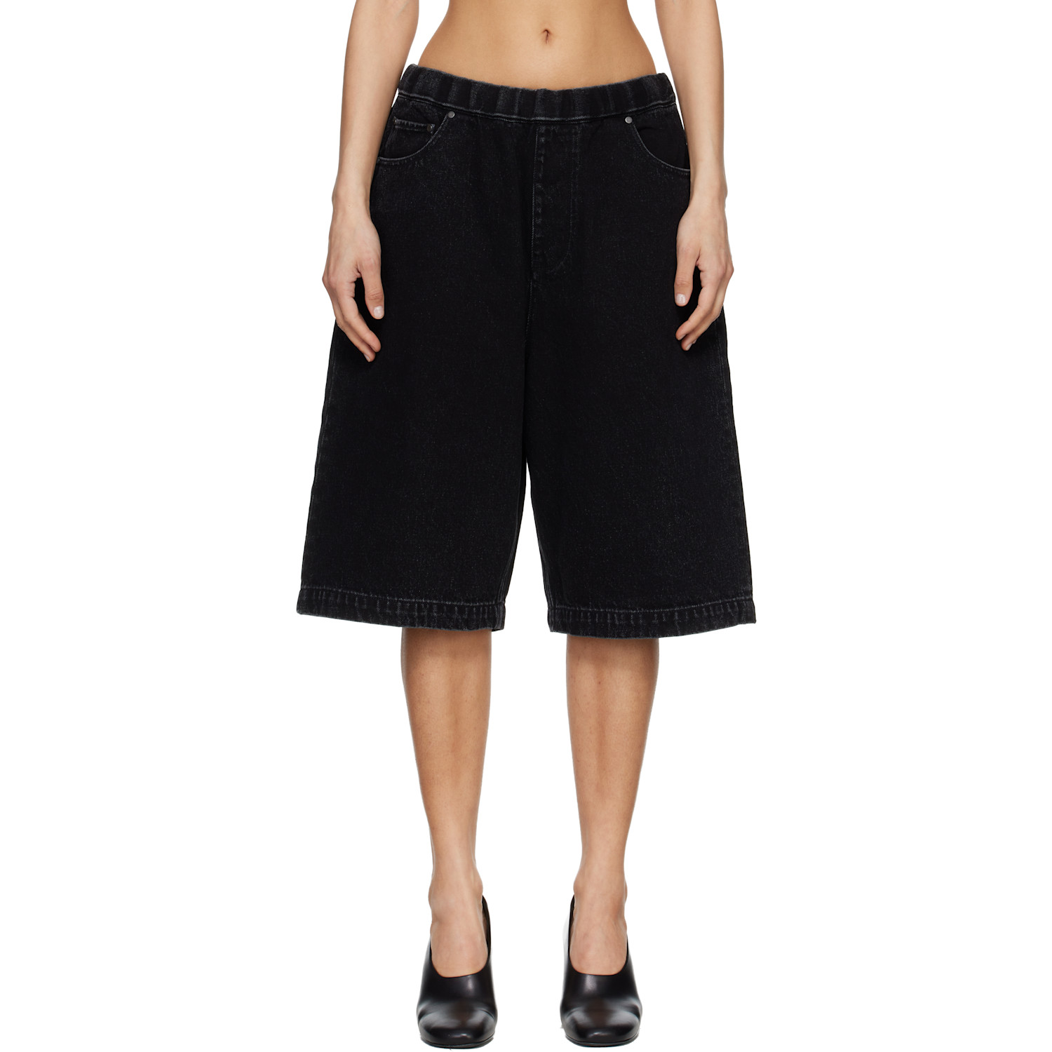 Entire Studios Black Spar Denim Shorts