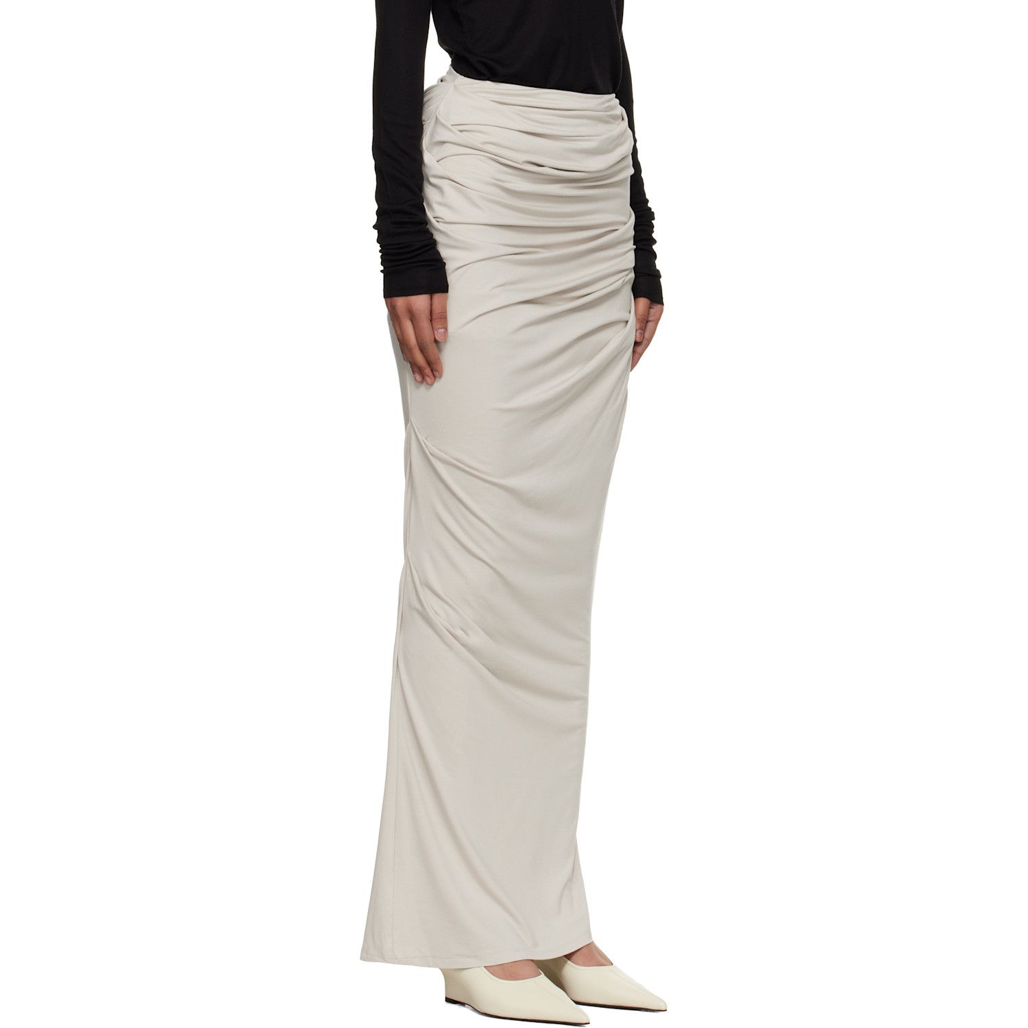  Entire Studios Off-white Drape Maxi Skirt 
