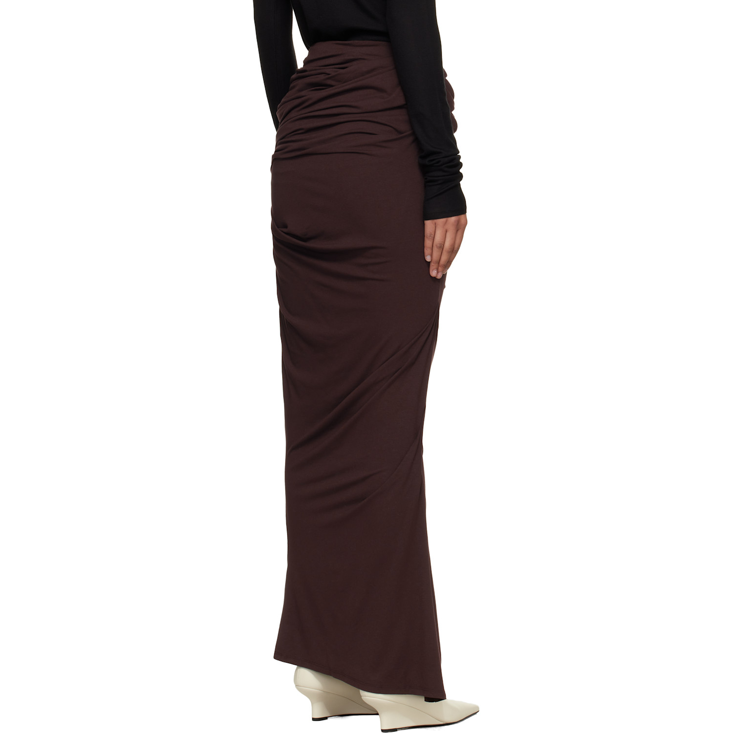  Entire Studios Brown Drape Maxi Skirt 
