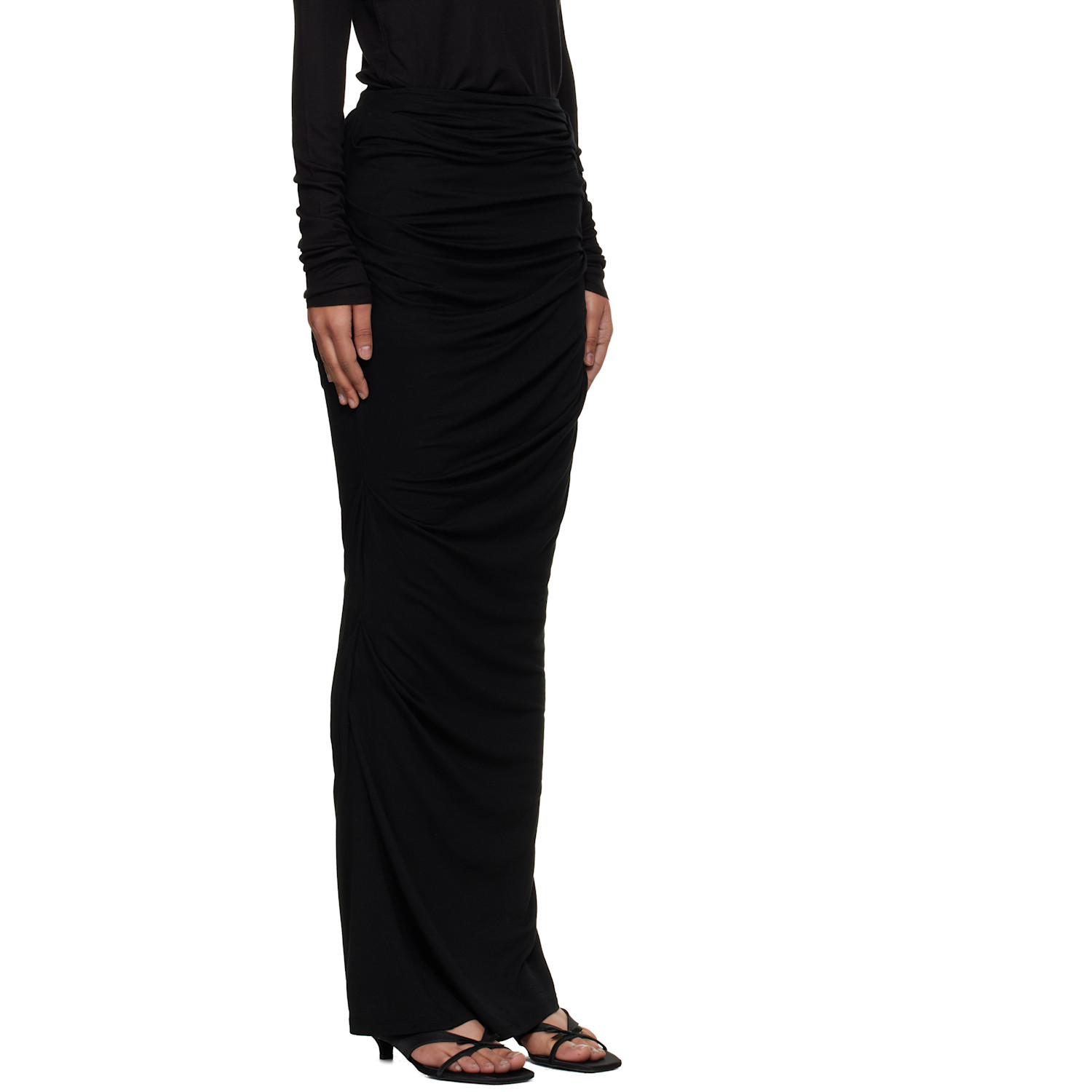  Entire Studios Black Drape Maxi Skirt 
