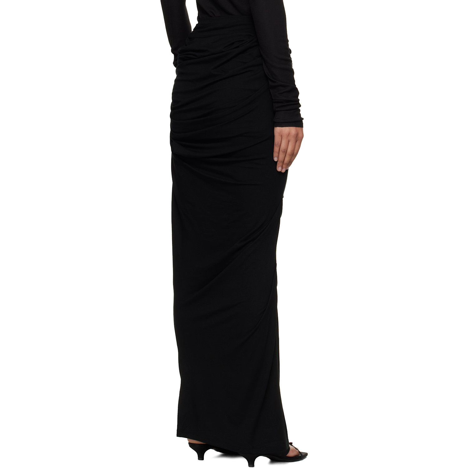  Entire Studios Black Drape Maxi Skirt 