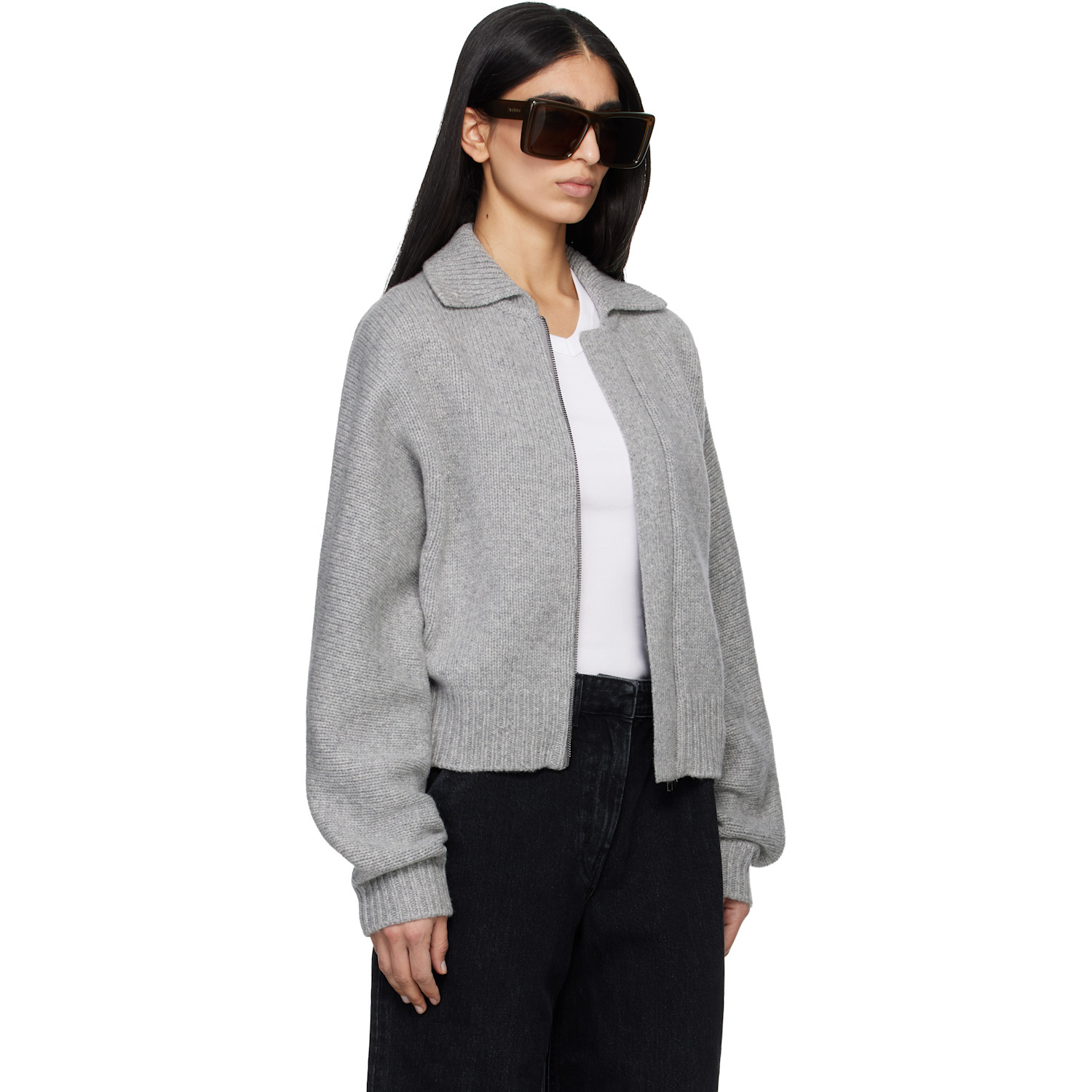  Entire Studios Gray Marla Bomber Cardigan 