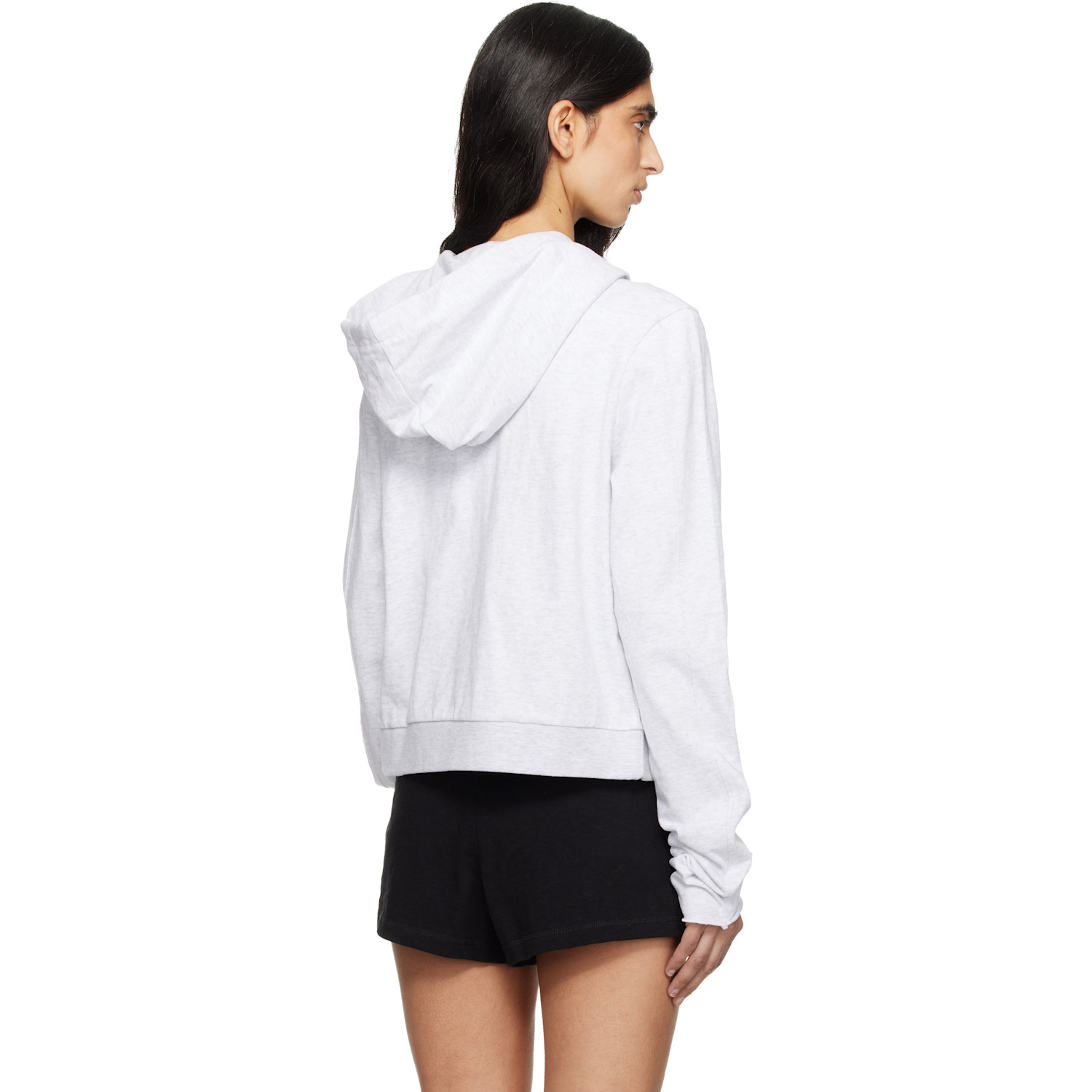  Entire Studios Gray Lightweight Cropped Zip Up Hoodie 