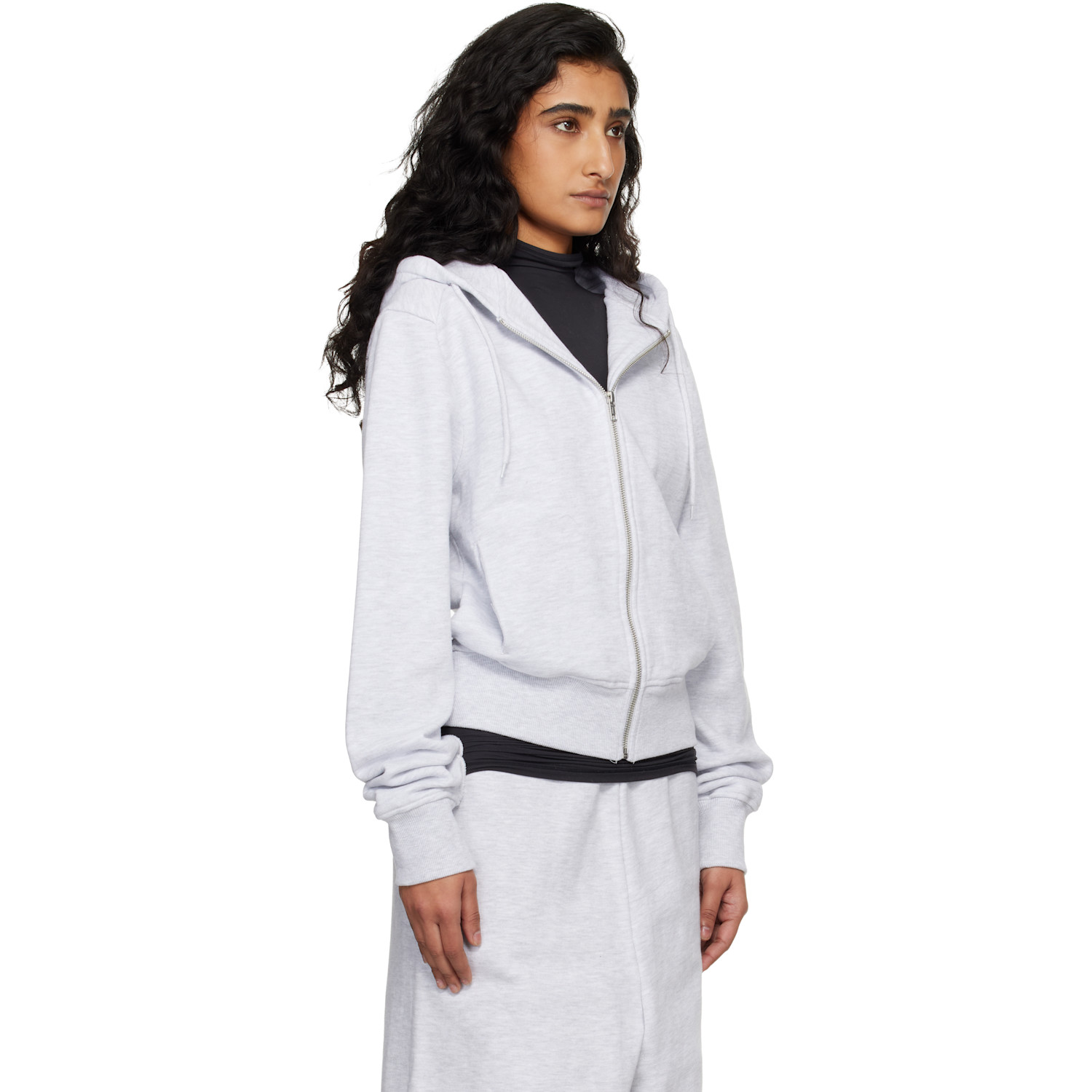  Entire Studios Gray Slim Zip Up Hoodie 