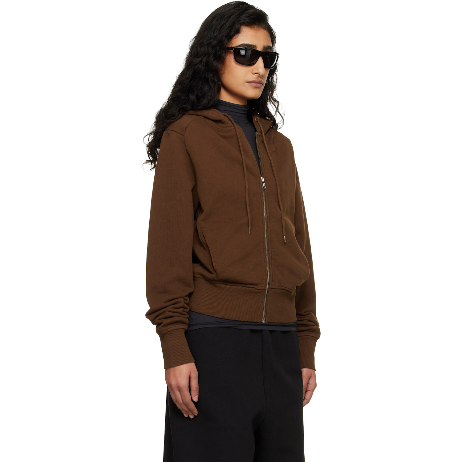  Entire Studios Brown Slim Zip Up Hoodie 