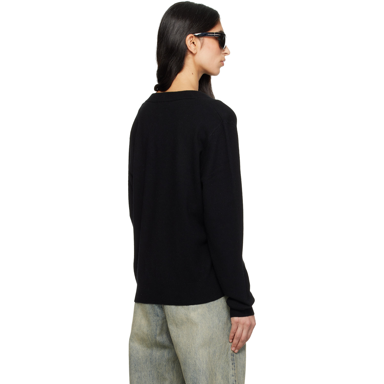  Entire Studios Black Knit V Neck Sweater 