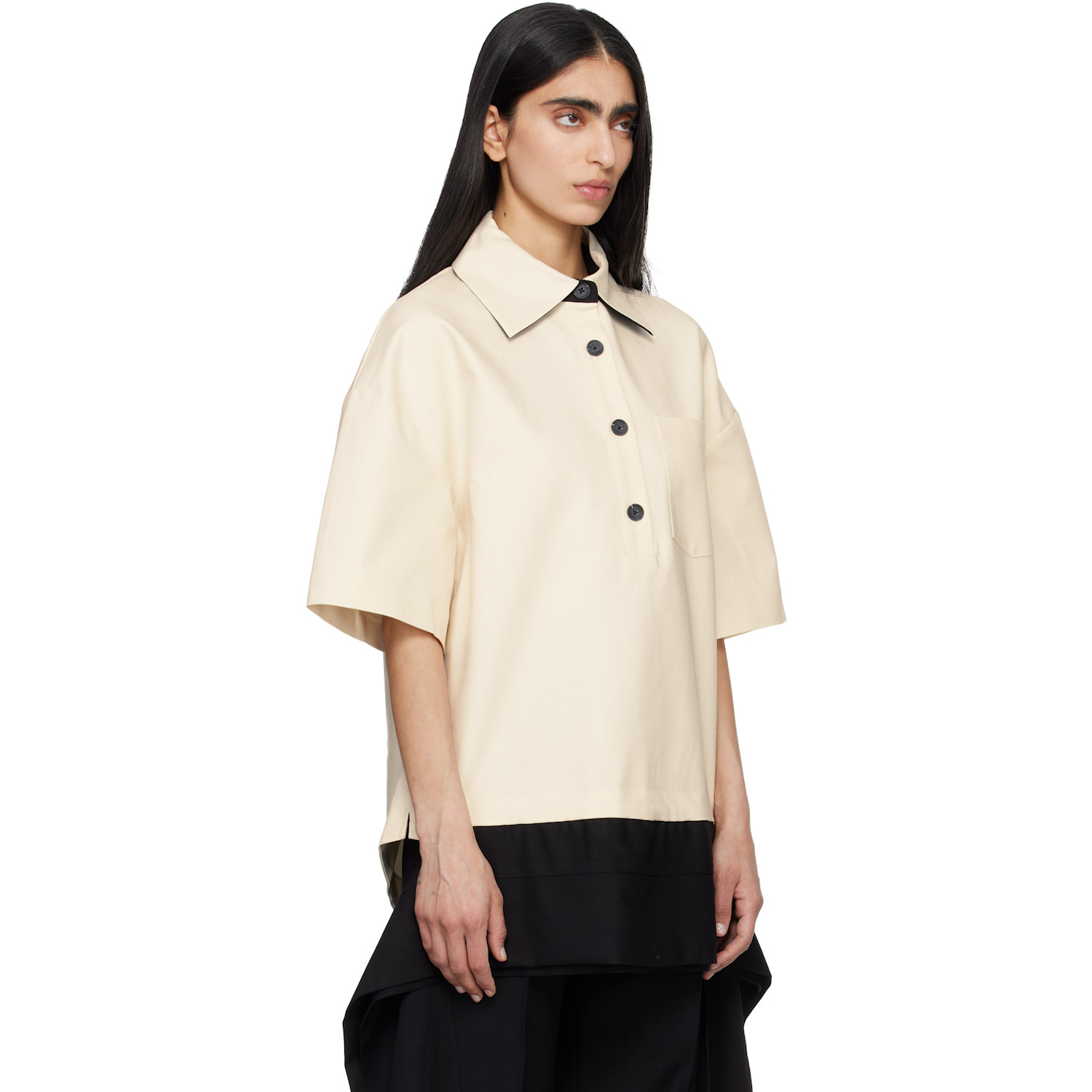  Entire Studios Off-white Extended Trim Polo 