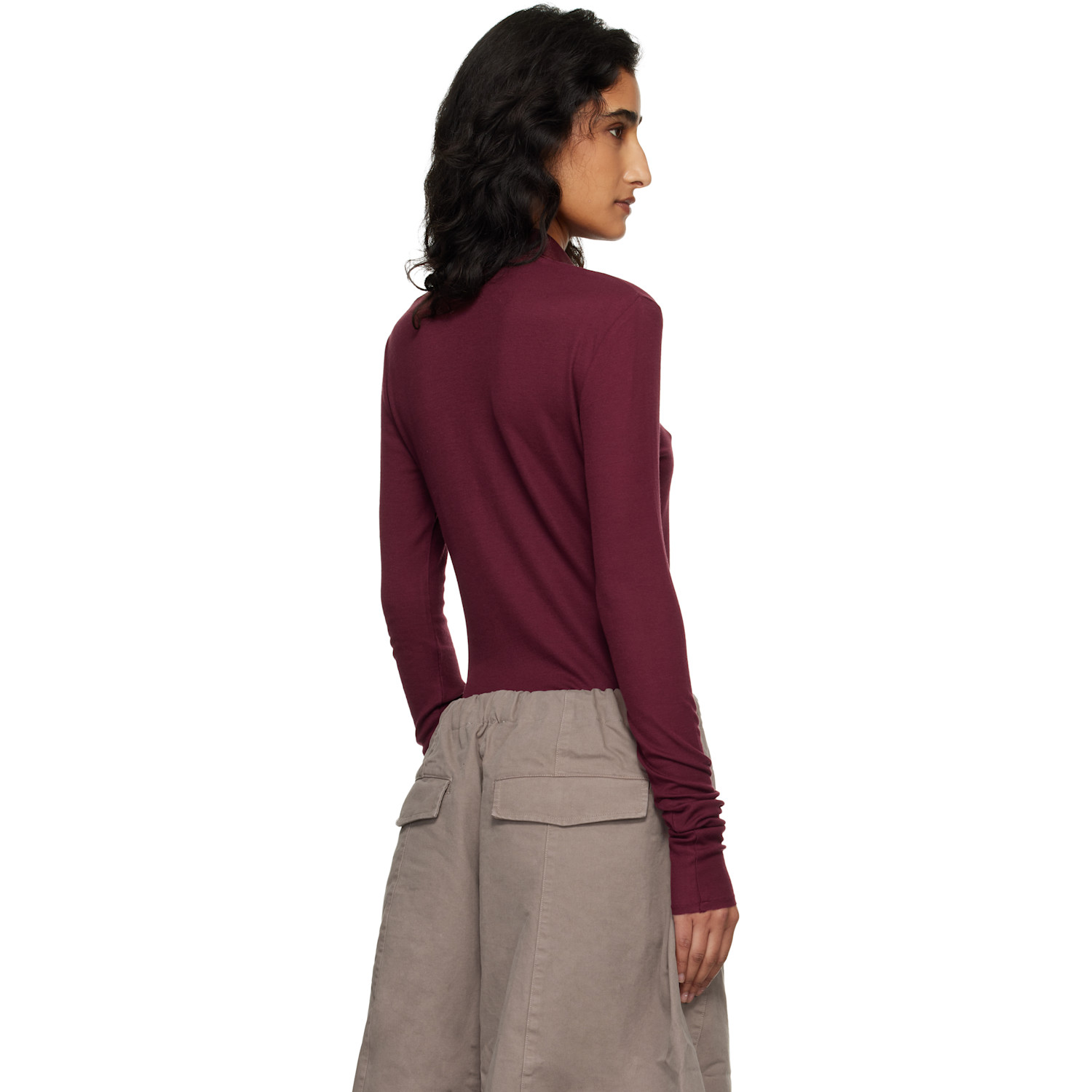  Entire Studios Burgundy Ls Polo 
