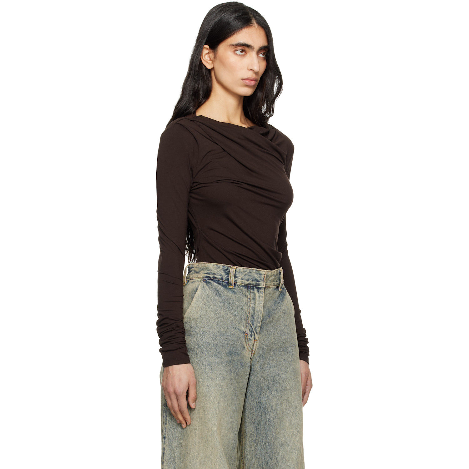  Entire Studios Brown Drape Top 
