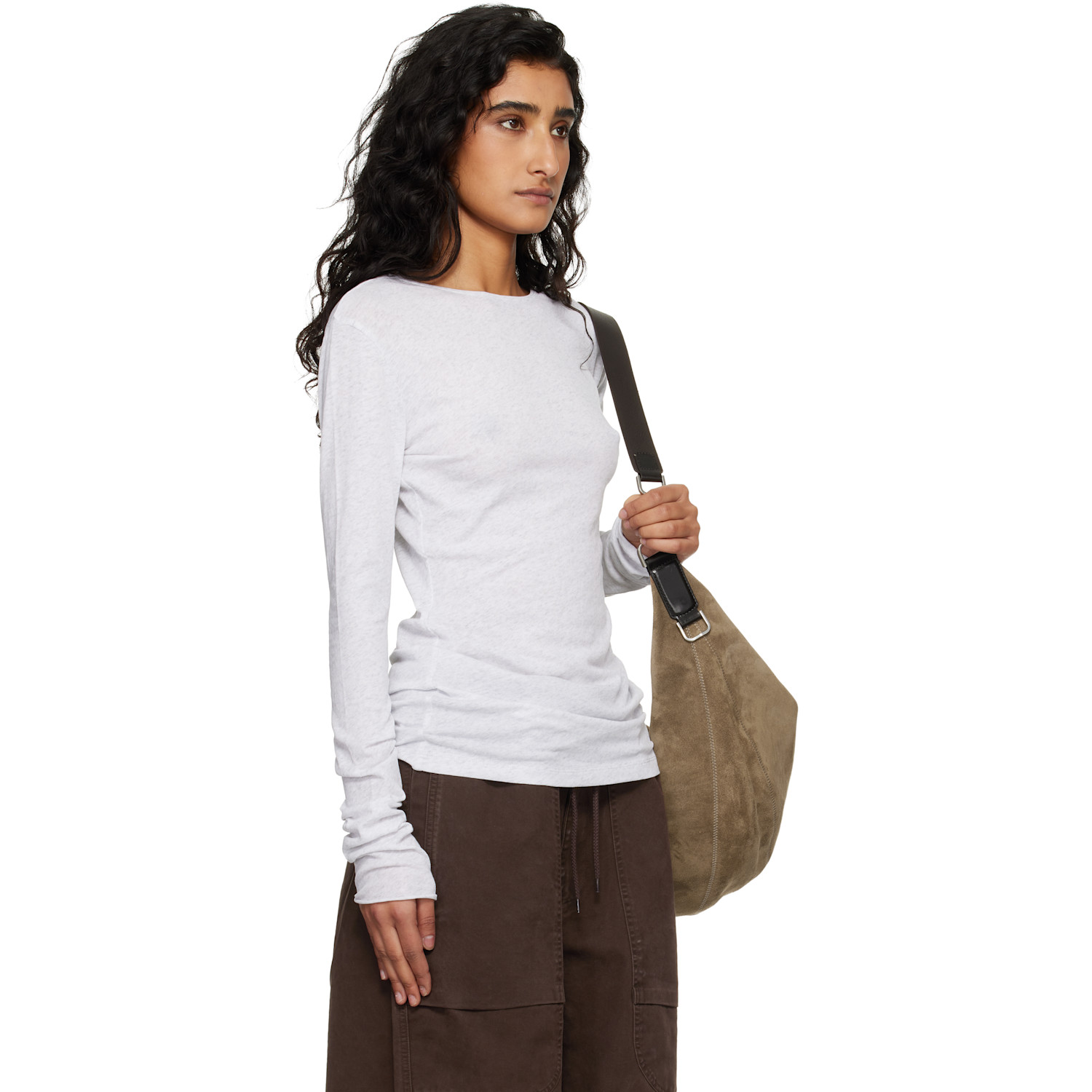  Entire Studios Gray Sheer Long Sleeve T-shirt 