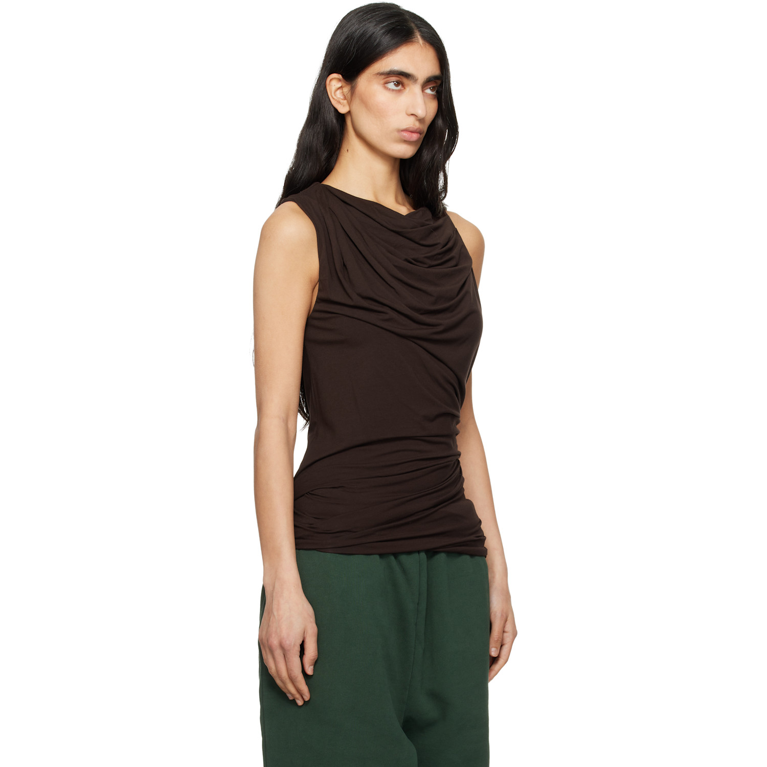  Entire Studios Brown Drape Tank Top 