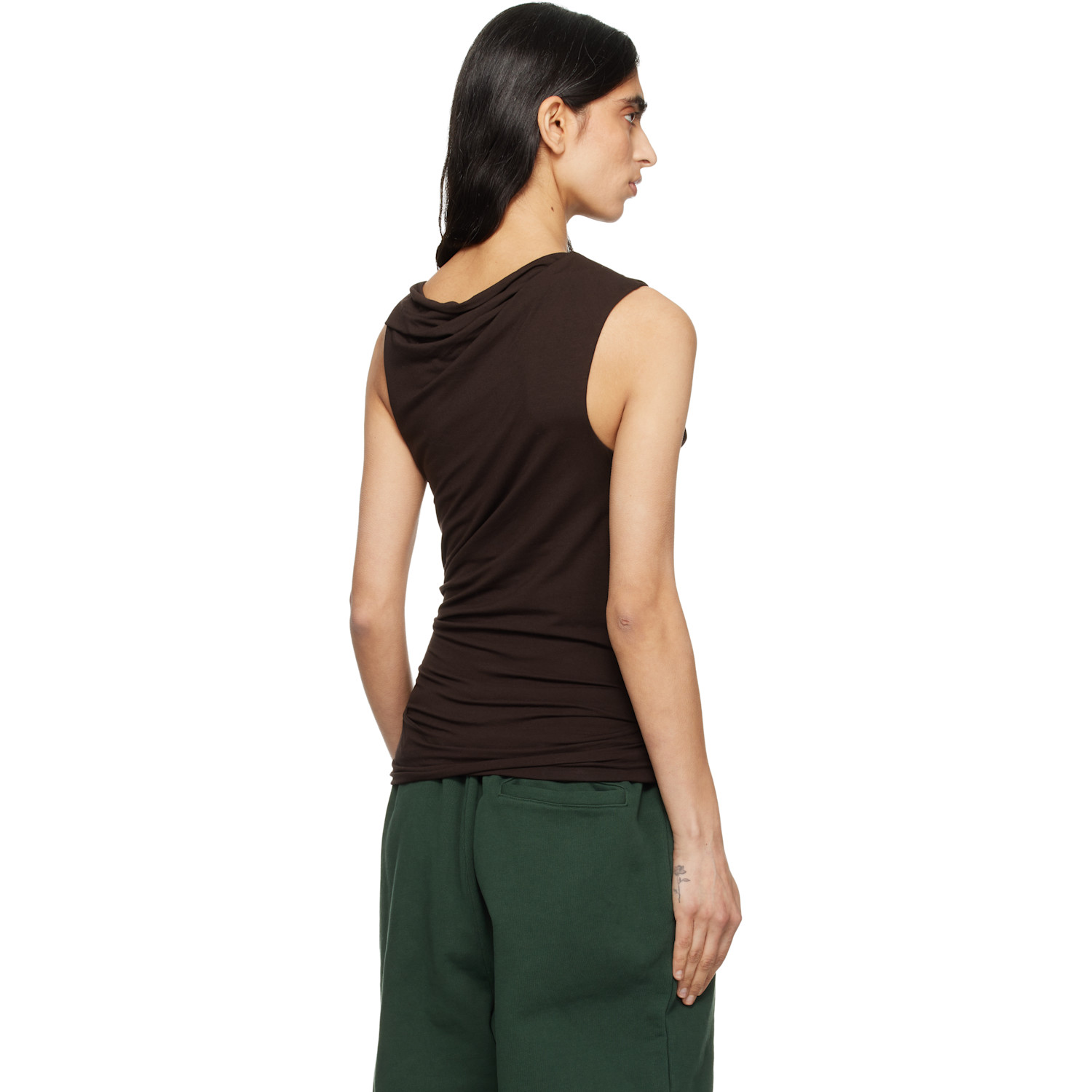  Entire Studios Brown Drape Tank Top 