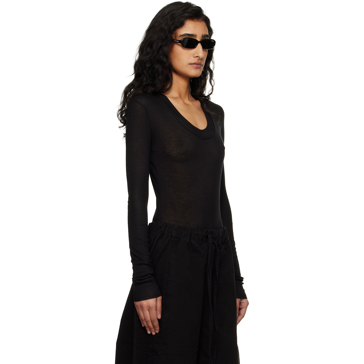  Entire Studios Black Circle Neck Bodysuit 