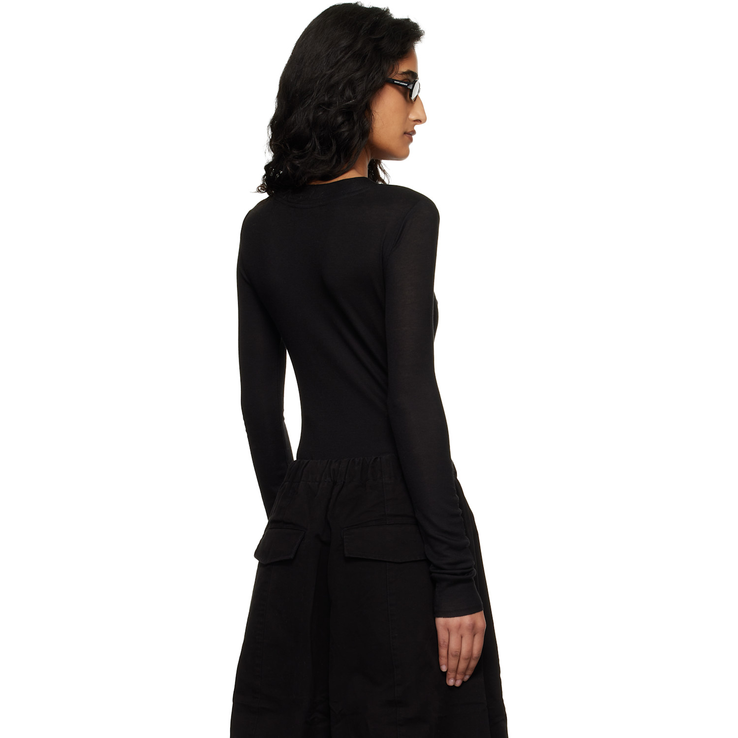  Entire Studios Black Circle Neck Bodysuit 