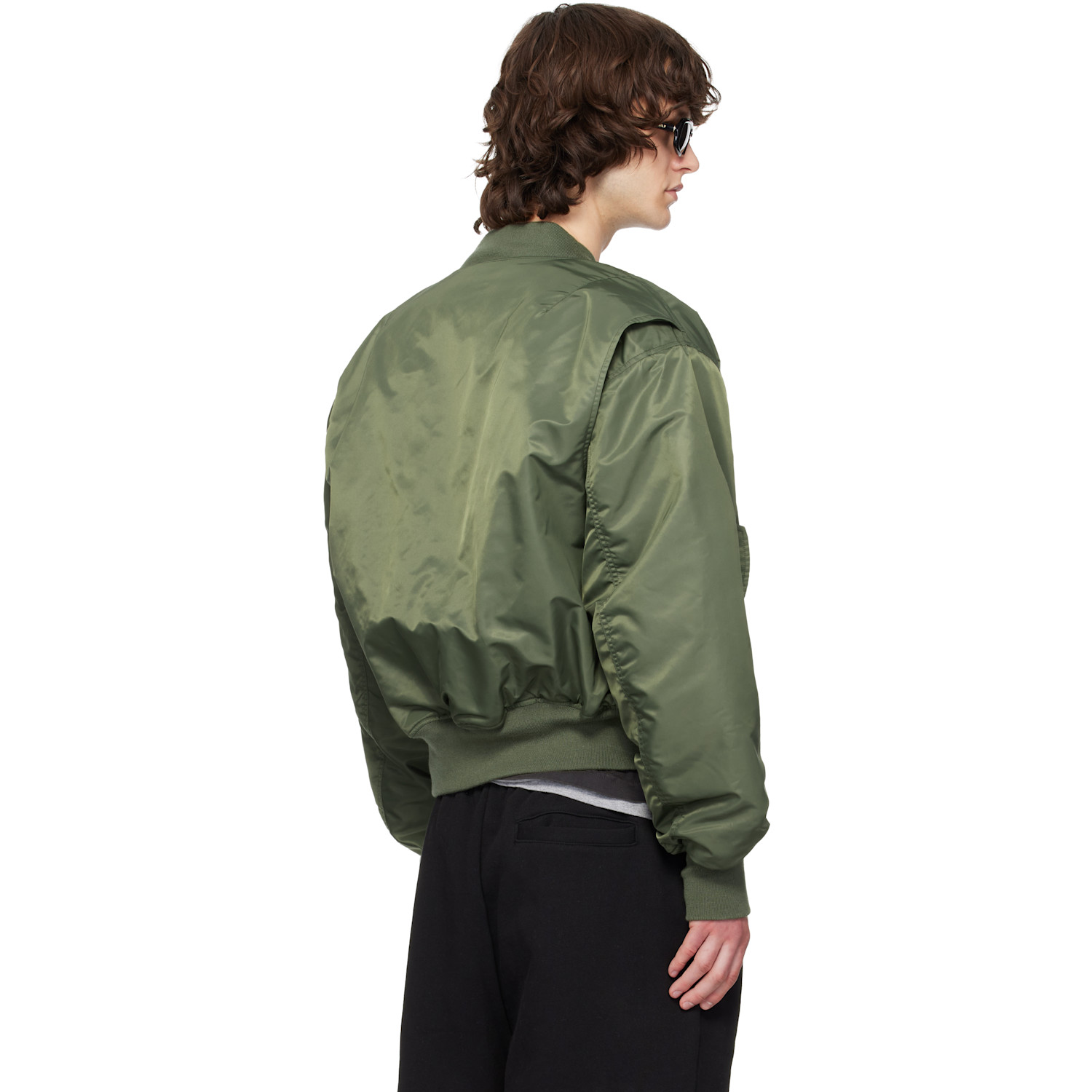 Entire Studios Khaki Cropped Broad Bomber Jacket 