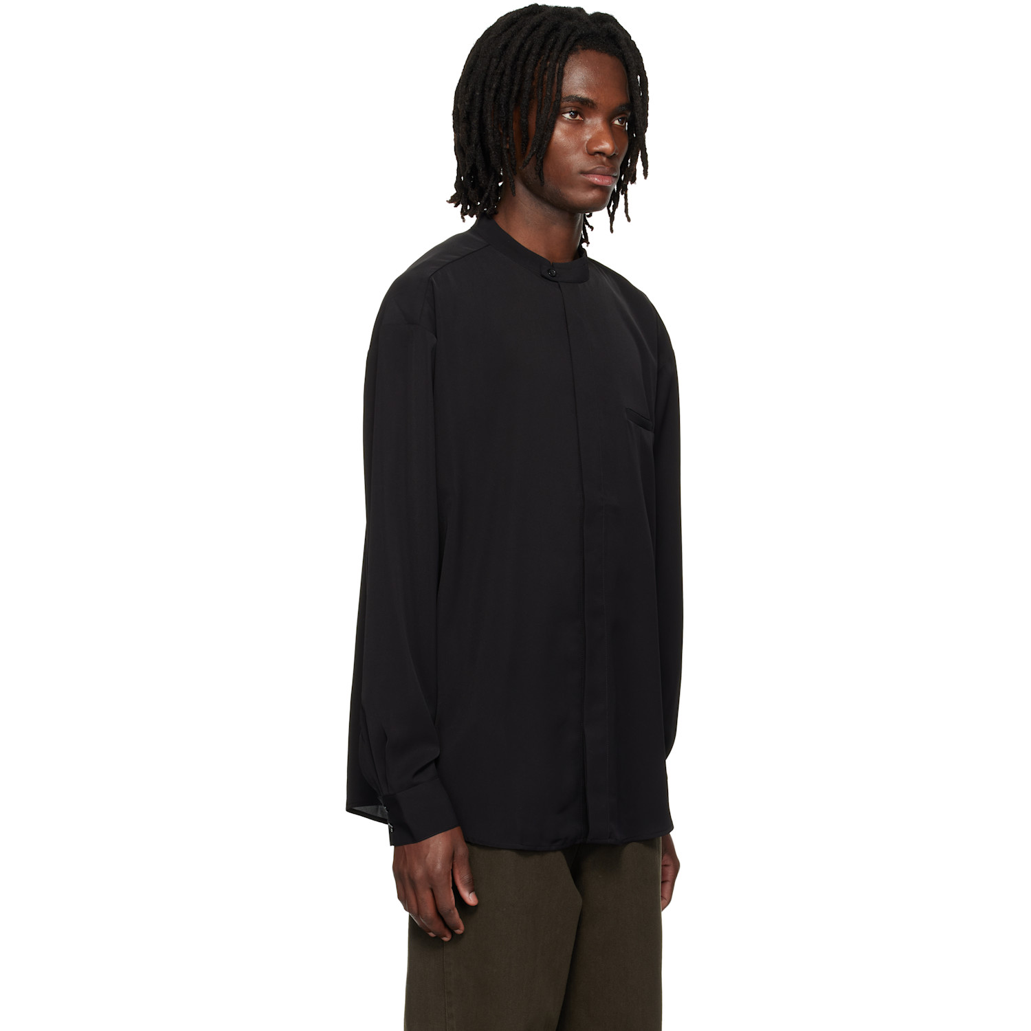  Entire Studios Black Mao Dart Shirt 