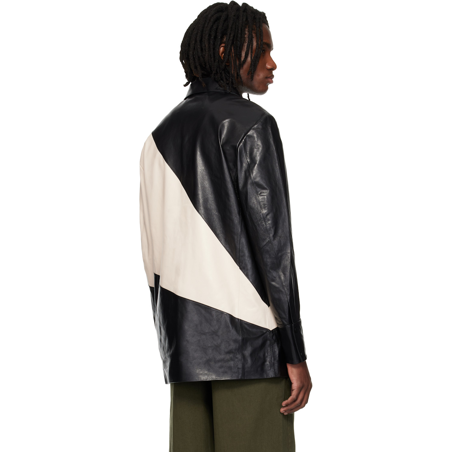  Entire Studios Black & Off-white Block Leather Shirt 