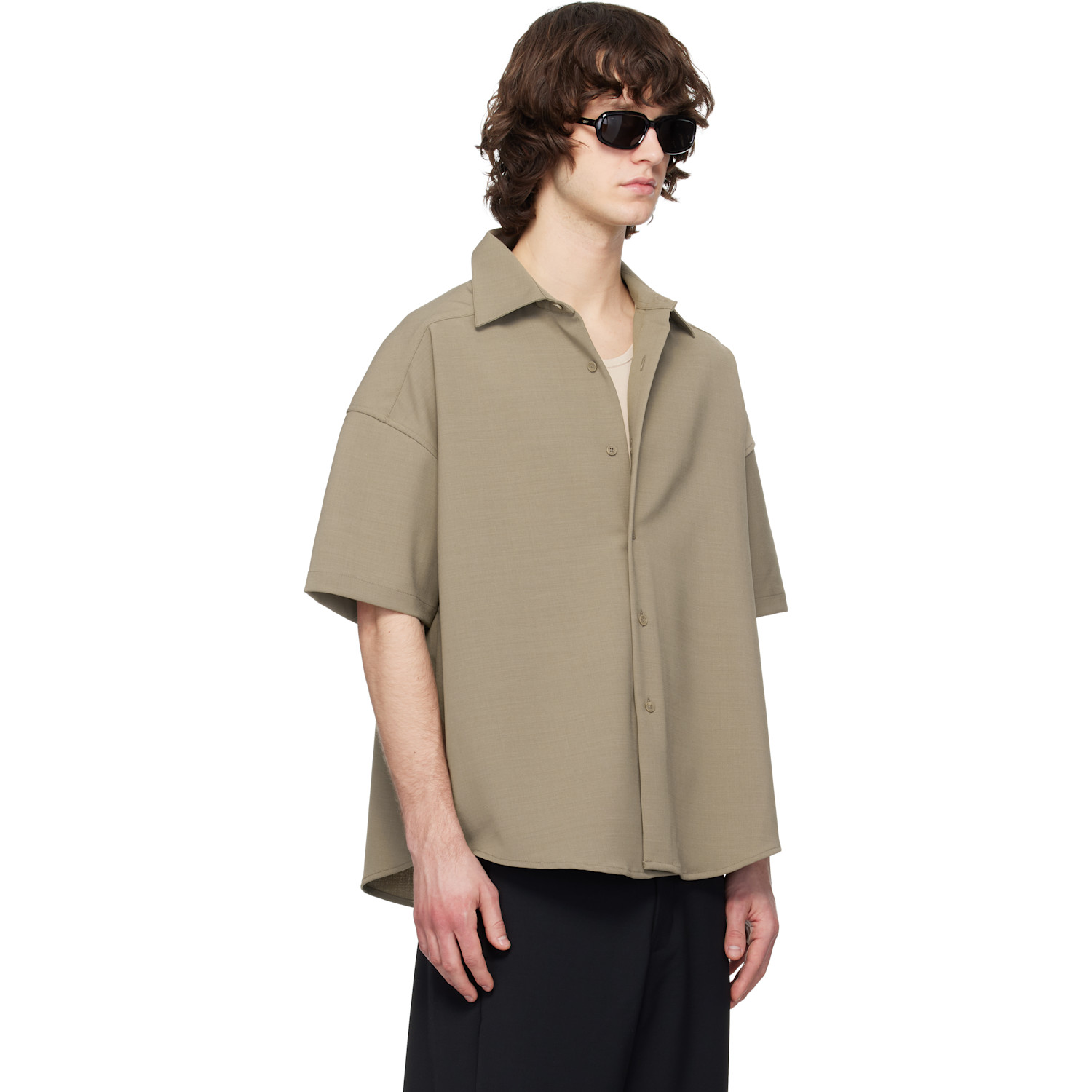  Entire Studios Taupe Short Sleeve Shirt 