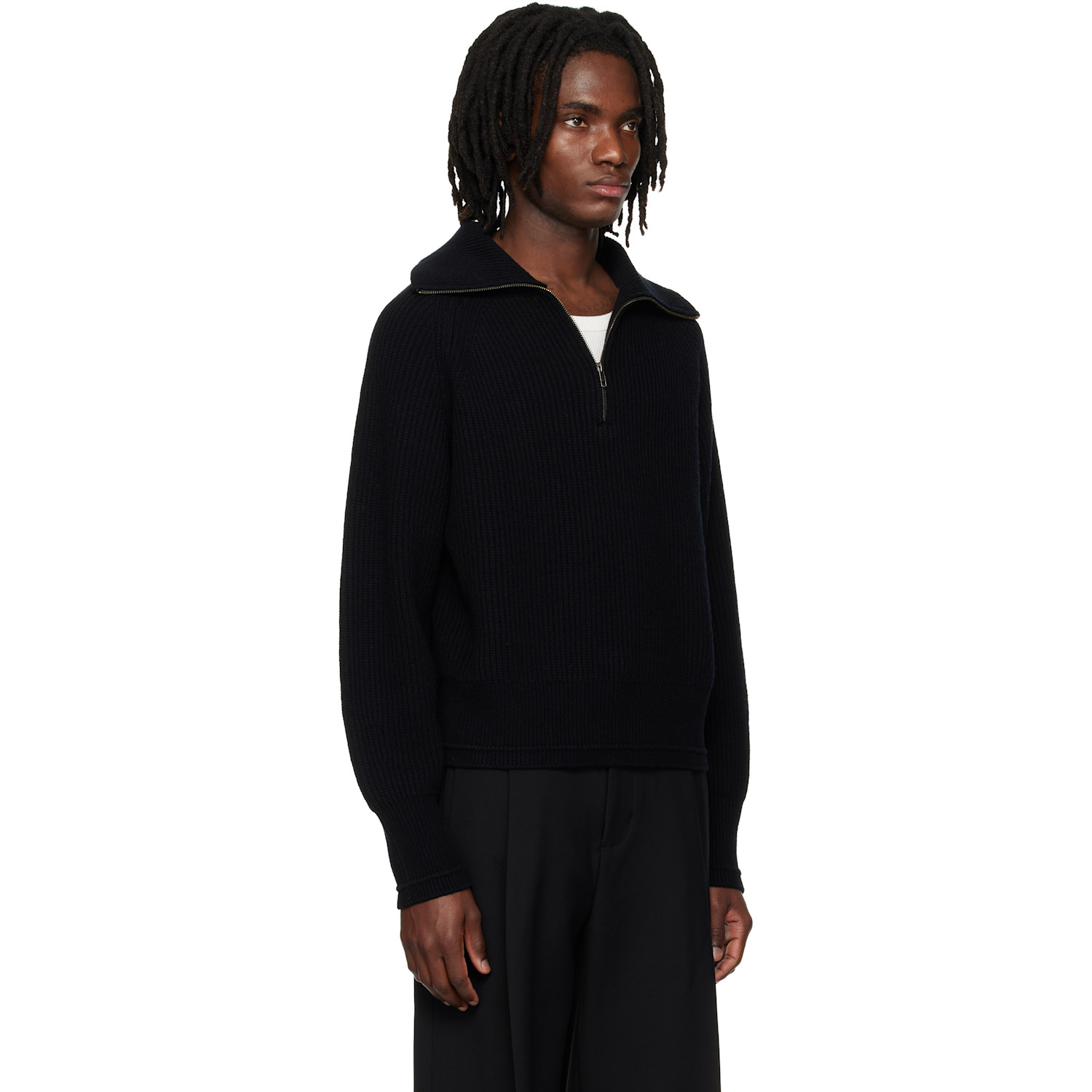  Entire Studios Black Blimp Quarter Zip Sweater 