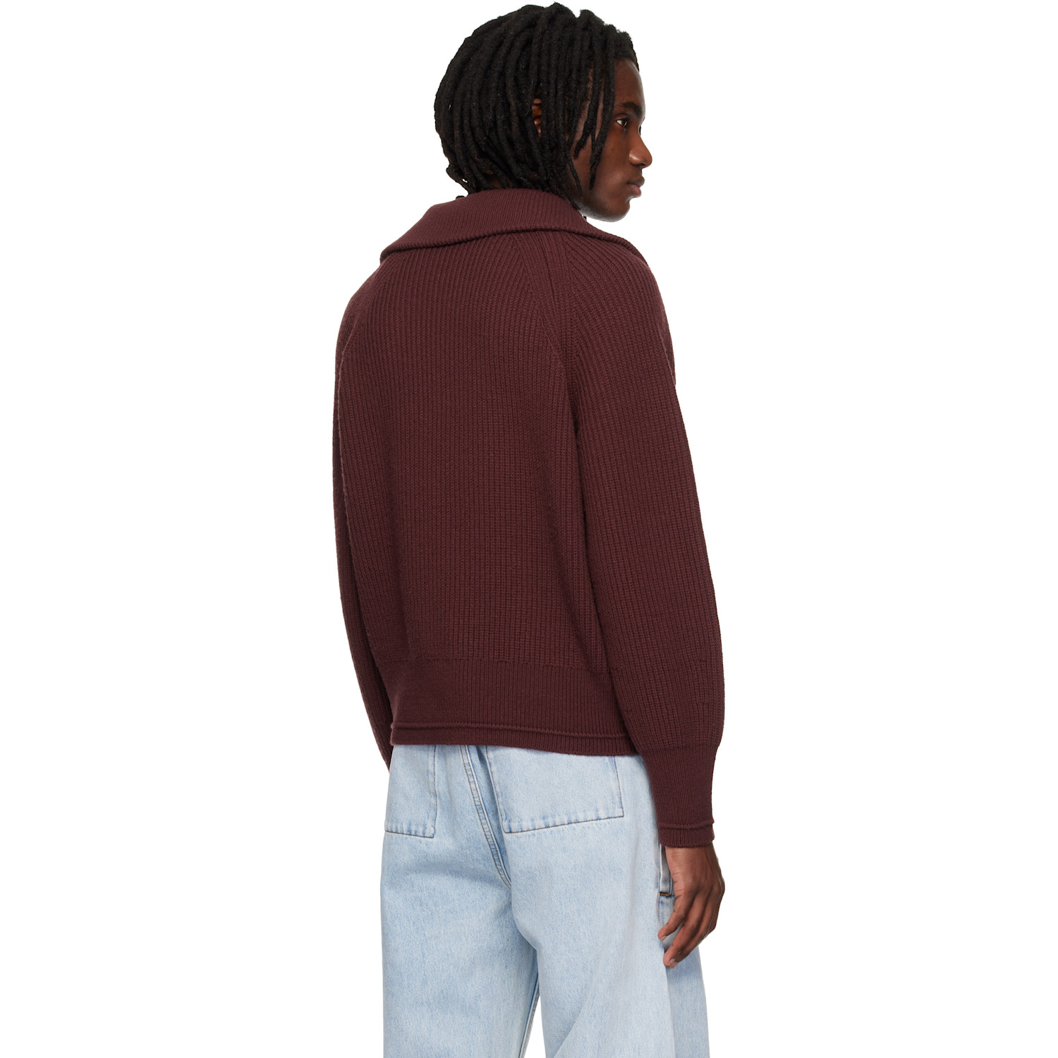  Entire Studios Burgundy Blimp Quarter Zip Sweater 
